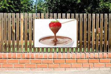 Wallario Sichtschutzzaunmatten Schoko-fondue mit Erdbeer am Stiel