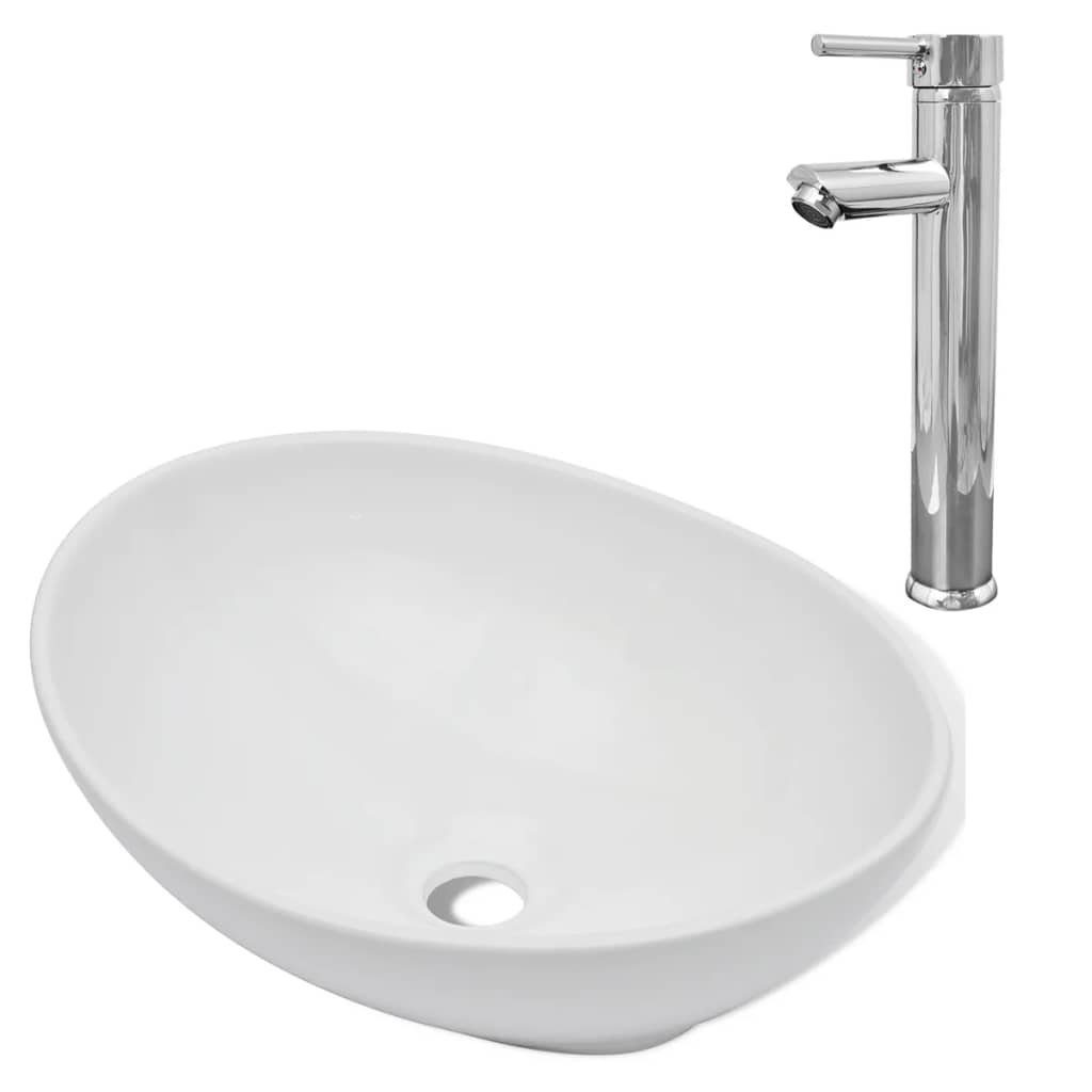 vidaXL Waschbecken 400 x 330 x 135 mm Waschbecken Badezimmer Aufsatzwaschbecken Bad mit M