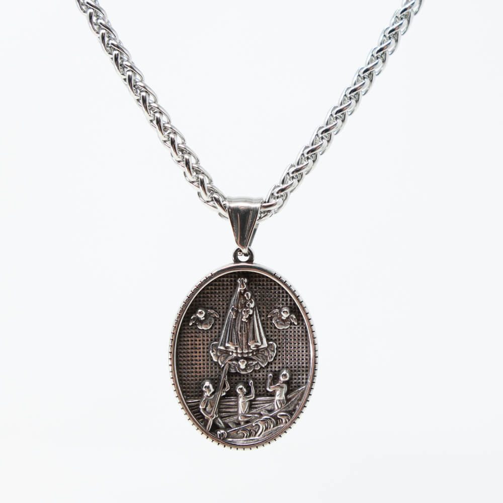 Kette mit Anhänger Lederkette Edelstahlkette 316L GOTTESANBETUNG