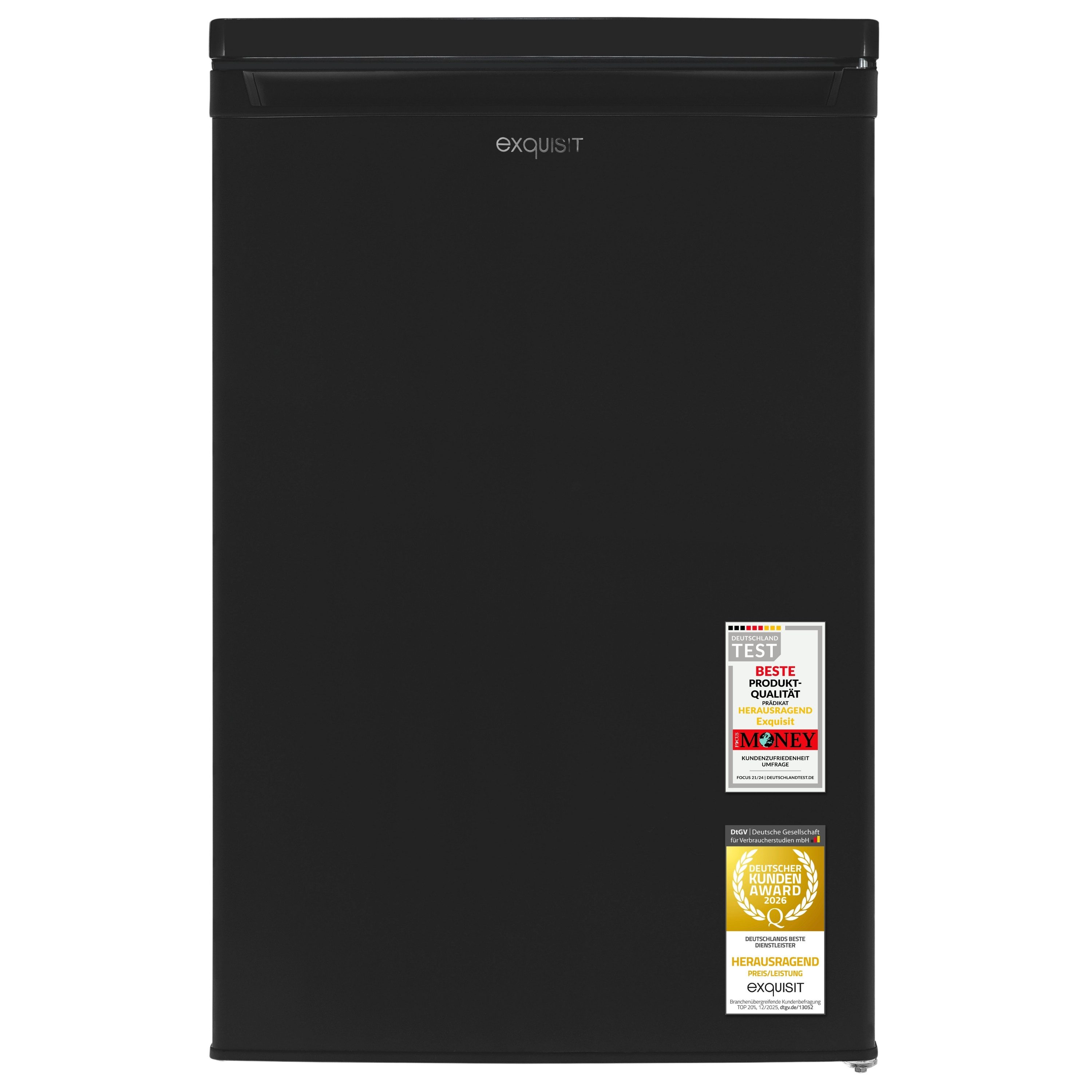 exquisit Kühlschrank KS516-4-E-040E, 85 cm hoch, 56 cm breit, 109 l Nutzinhalt, LED Beleuchtung, 40 dB Geräusch, Geräuschklasse C