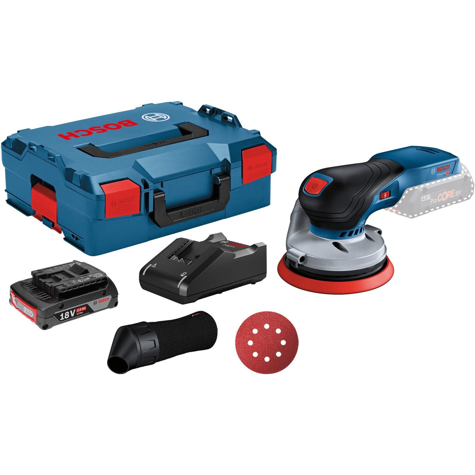 BOSCH Akku-Exzenterschleifer Bosch Akku-Exzenterschleifer GEX 18V-125 / 1x 2,0 Ah Akku + Ladegerät