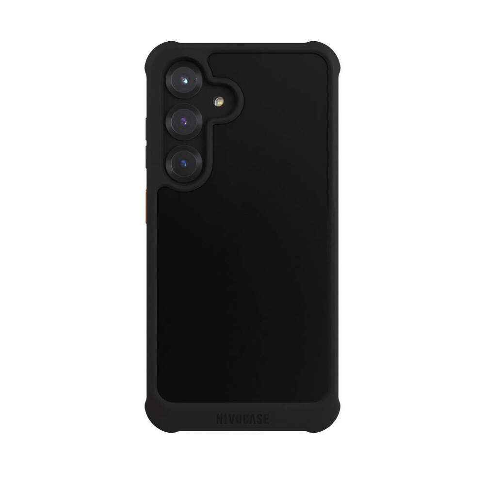 NIVOCASE Handyhülle einfarbig schwarz Farbe Schwarz, Samsung Galaxy S25 Hülle Stoßfeste Handyhülle NIVOmax Case Schwarz