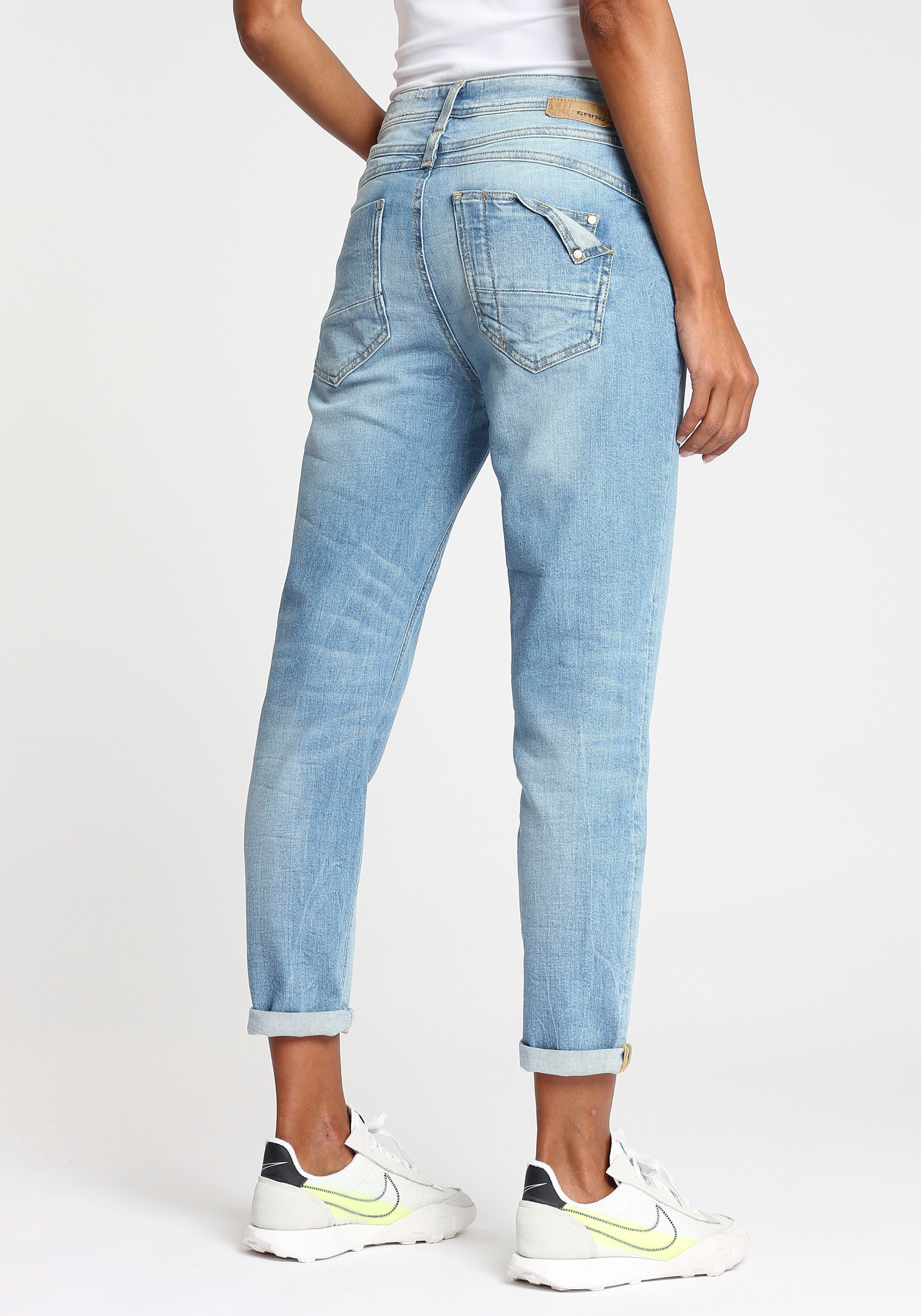 GANG Relax-fit-Jeans 94AMELIE CROPPED mit Saumabschluss Beinlänge Kante verkürzter ausgefranster und am