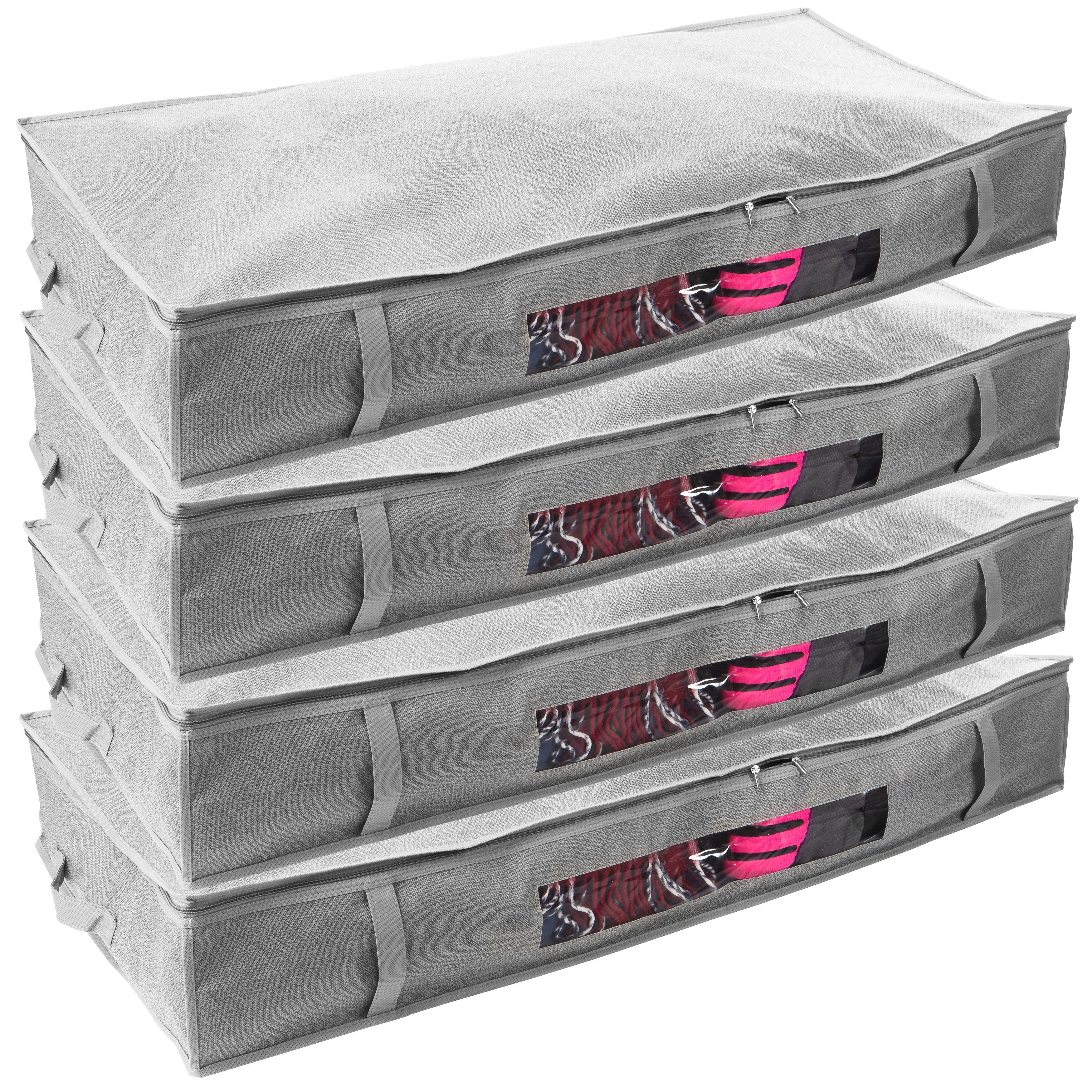 Centi Unterbettkommode »Unterbettkommode 100l mit Aufbewahrungstasche für Decken und Kissen« (Spar Set, 4 St., 4er Set), faltbar, mit Sichtfenster