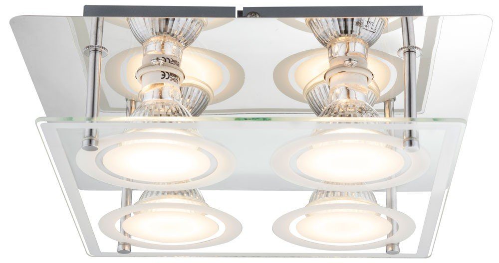 Globo LED Deckenleuchte, Leuchtmittel Strahler Warmweiß, 12 Ringe Beleuchtung klar Watt Leuchte Decken Glas LED inklusive