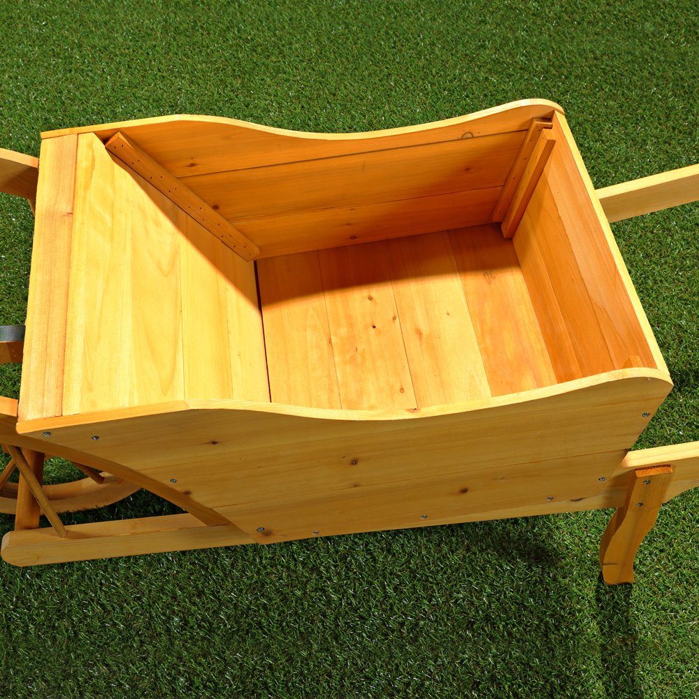 Feel2Home Blumenkasten Garten Pflanzschubkarre Schubkarre aus Holz Blumenkübel versch. Farben, Charmante Holz-Maserung