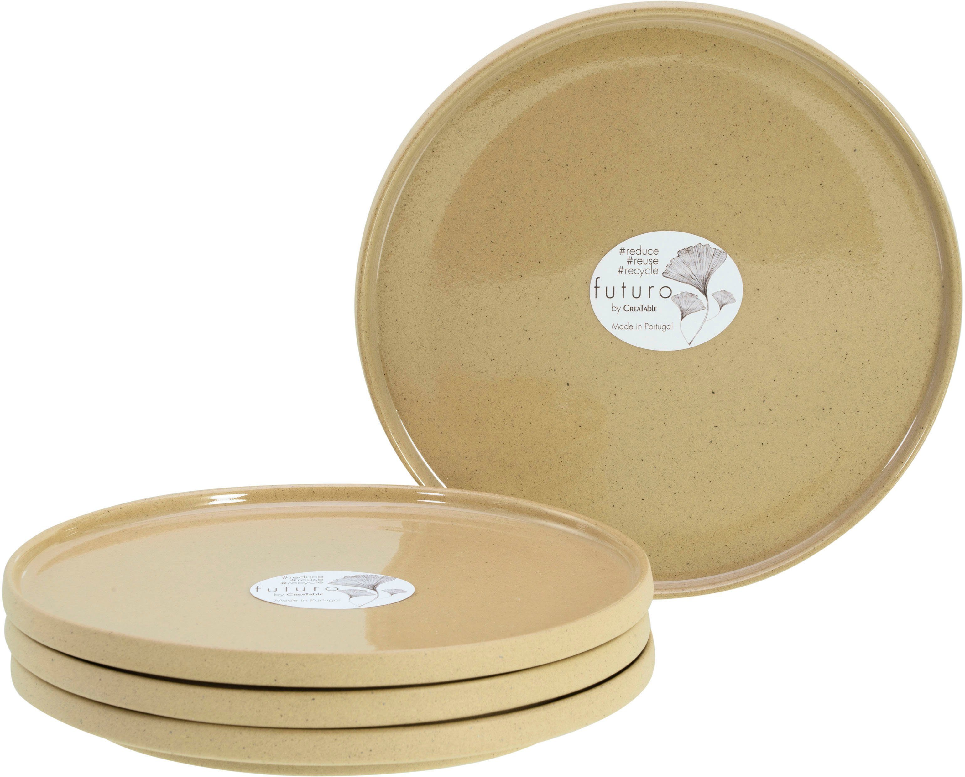 CreaTable Dessertteller Futuro, (4 St), Teller Set für 4 Personen, Ø 20 cm, Steinzeug