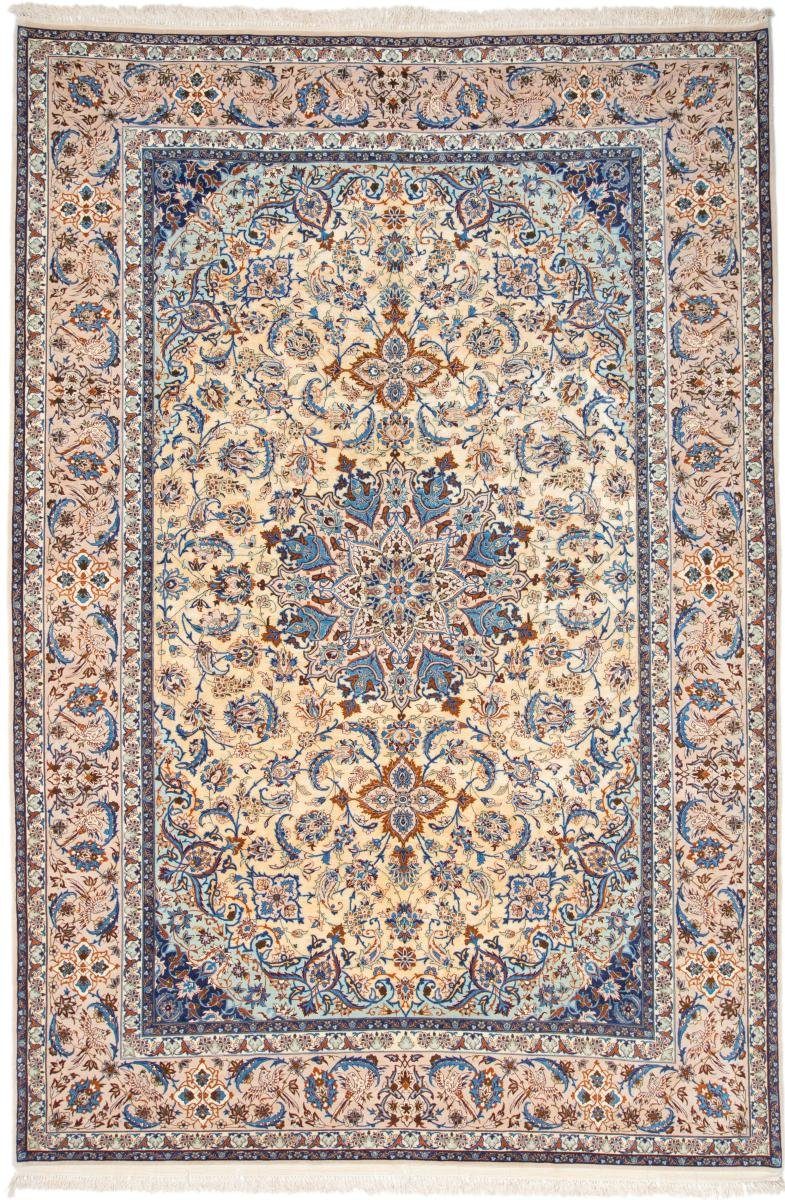Orientteppich Isfahan Seidenkette 207x309 Handgeknüpfter Orientteppich, Nain Trading, rechteckig, Höhe: 6 mm