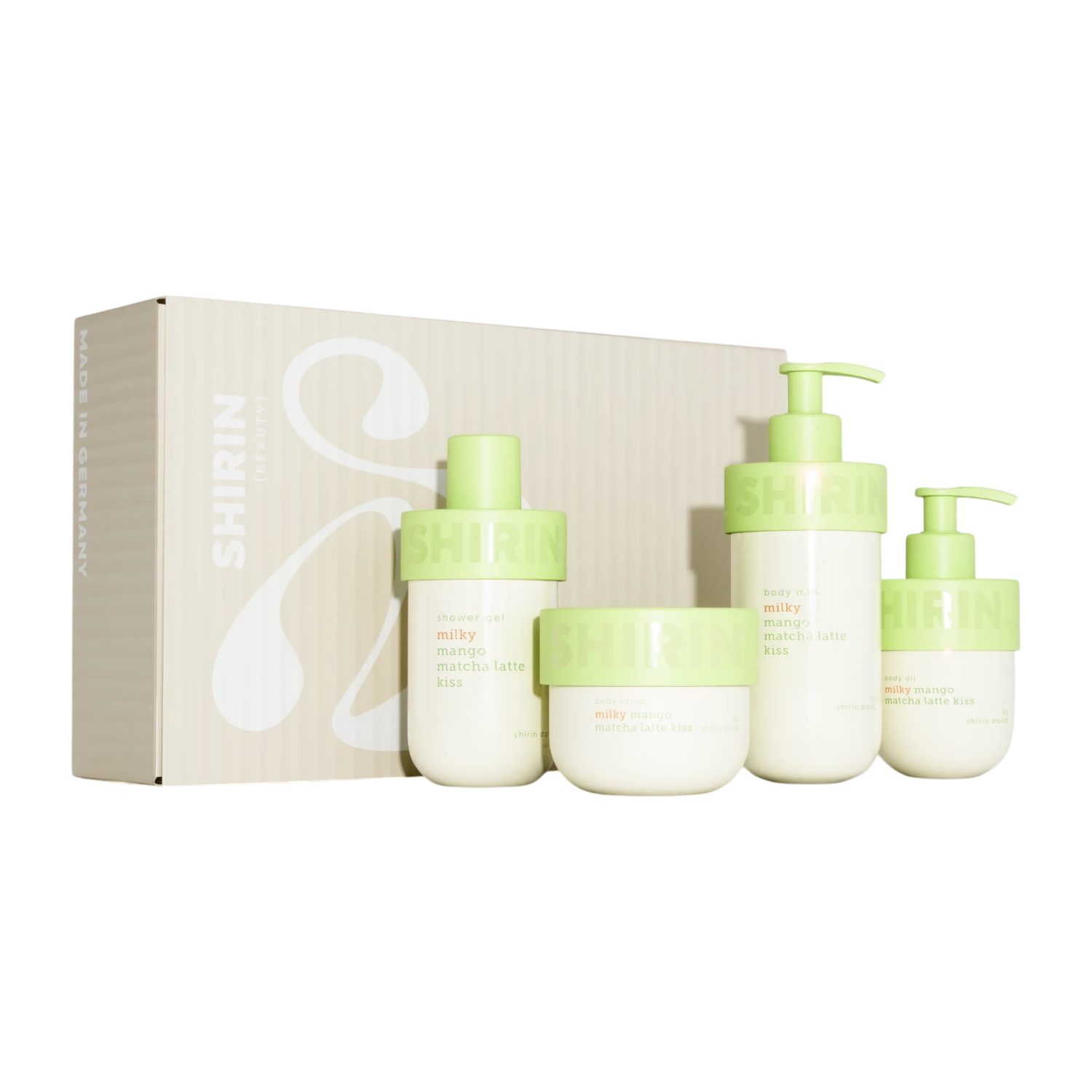 Shirin Beauty Duschgel Glow Girl Milk Set Milky Mango Matcha Latte Kiss, 4-tlg.