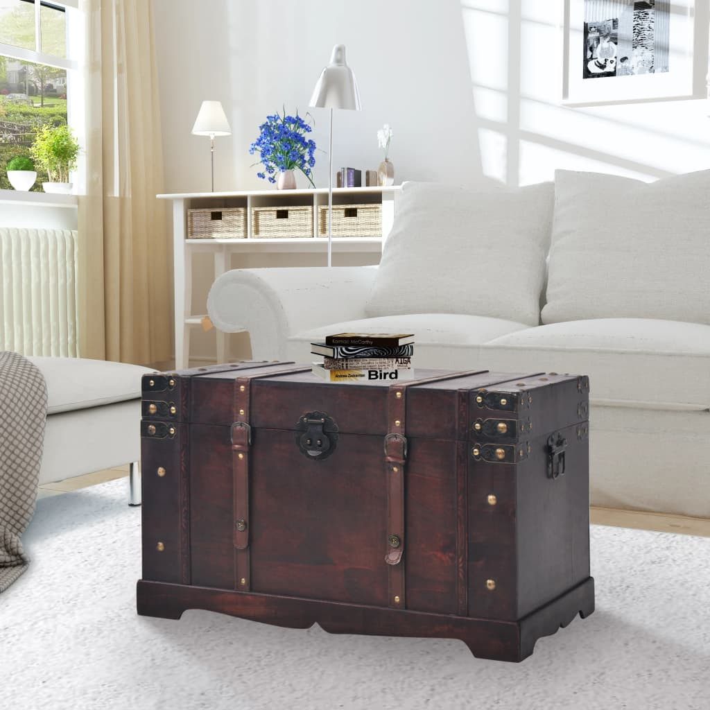 furnicato Truhe Aufbewahrungstruhe Braun 66 x 38 x 40 cm aus Holz und Holzwerkstoff (1 St), Schatztruhe mit Schnappverschluss und Griffen für das Schlafzimmer
