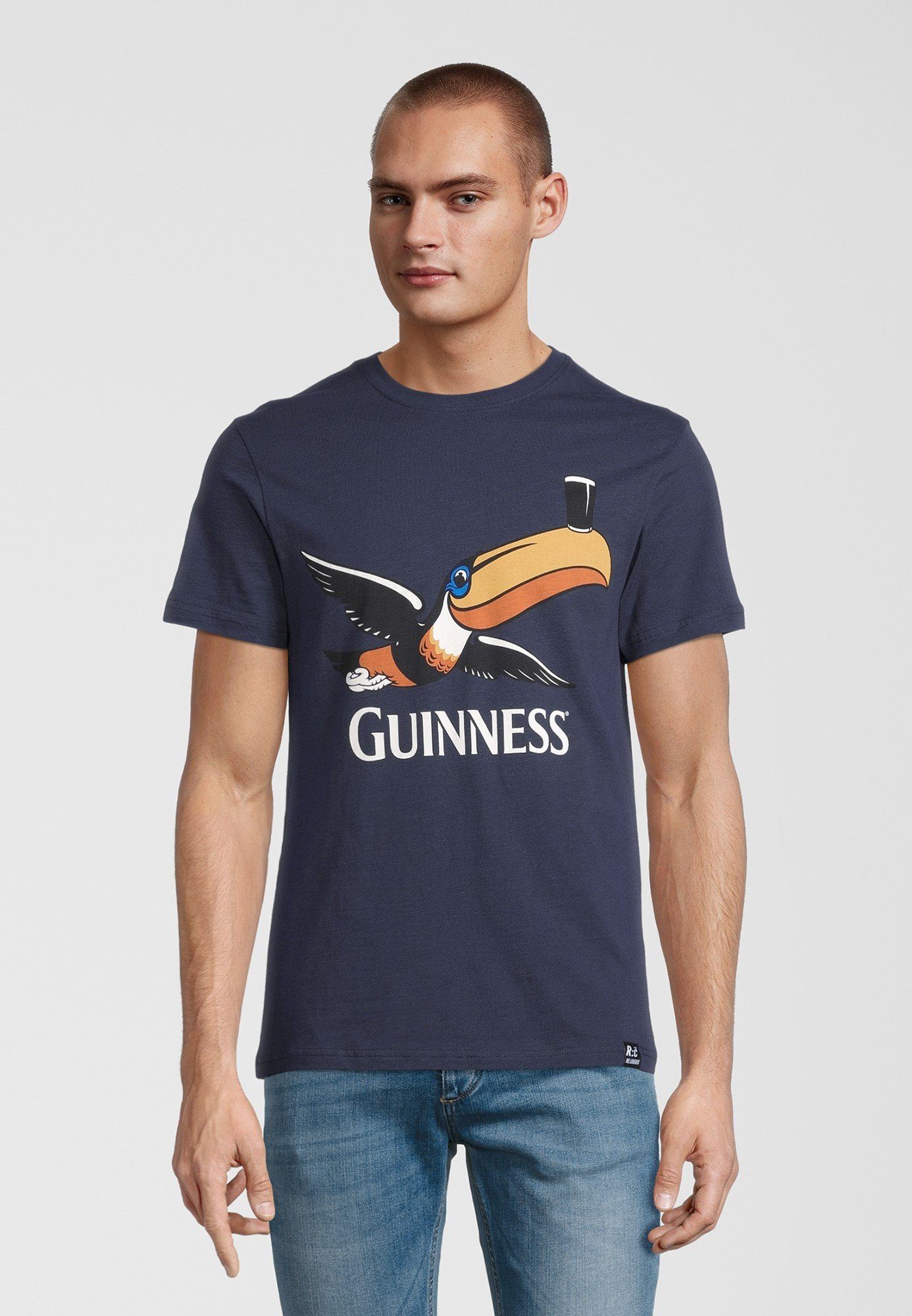 Recovered T-Shirt Guinness Toucan Navy GOTS zertifizierte Bio-Baumwolle
