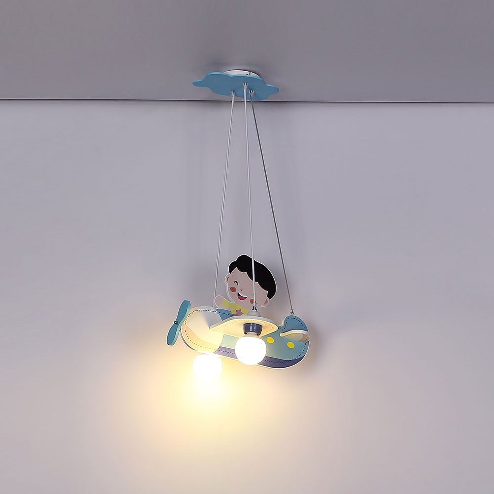 Flugzeug Hänge Lampe Pendel Kinder Dekolicht, Decken Jungen inklusive, etc-shop nicht Flieger Leuchte Leuchtmittel Holz