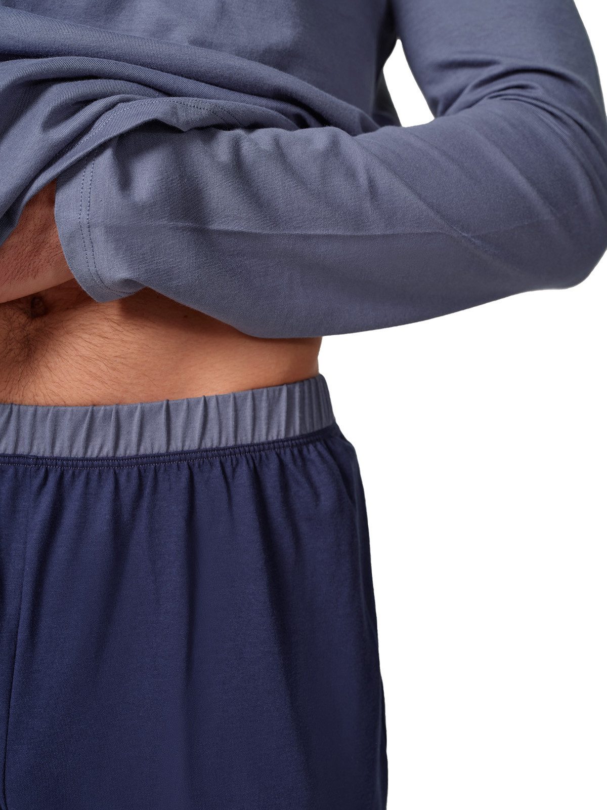 HUBER Pyjama Herren Pyjama lang hautnah Night Basic Selection (Stück, 1 tlg) -