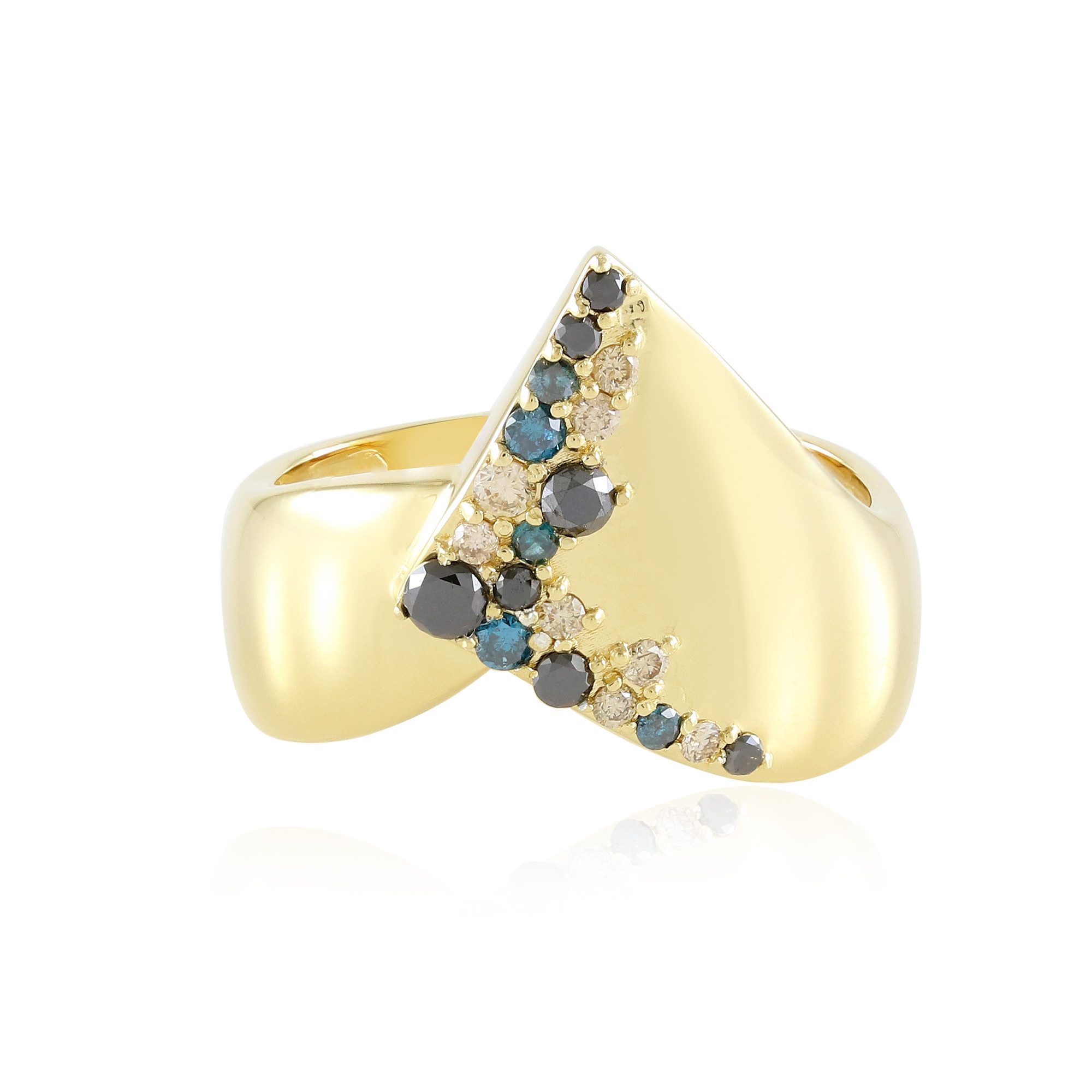 Cavill Diamantring Dreifarbiger Diamant Ring aus vergoldetem Silber (1-tlg)
