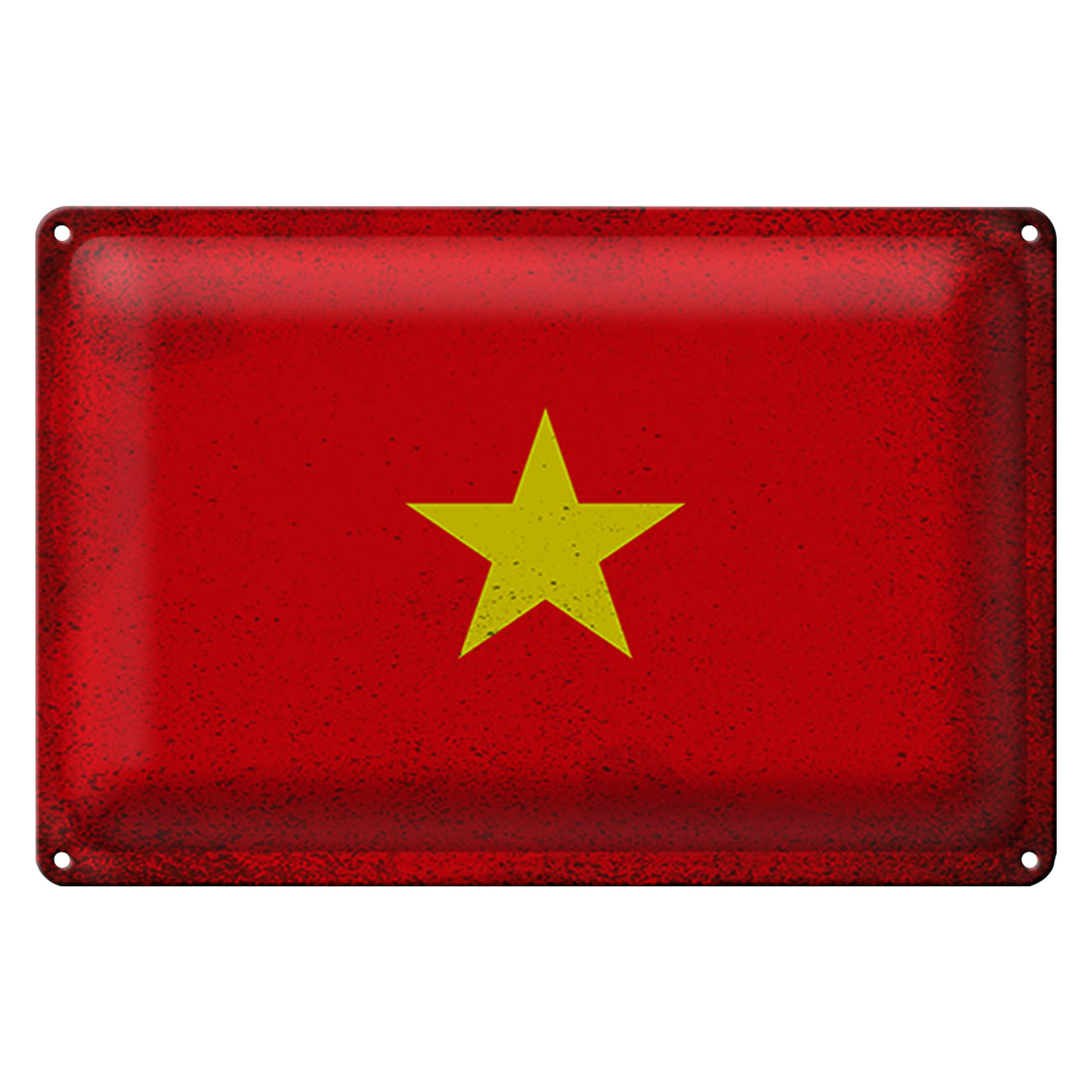 Metallschild Flagge Vietnam 18x12cm Flag of Vietnam Vintage