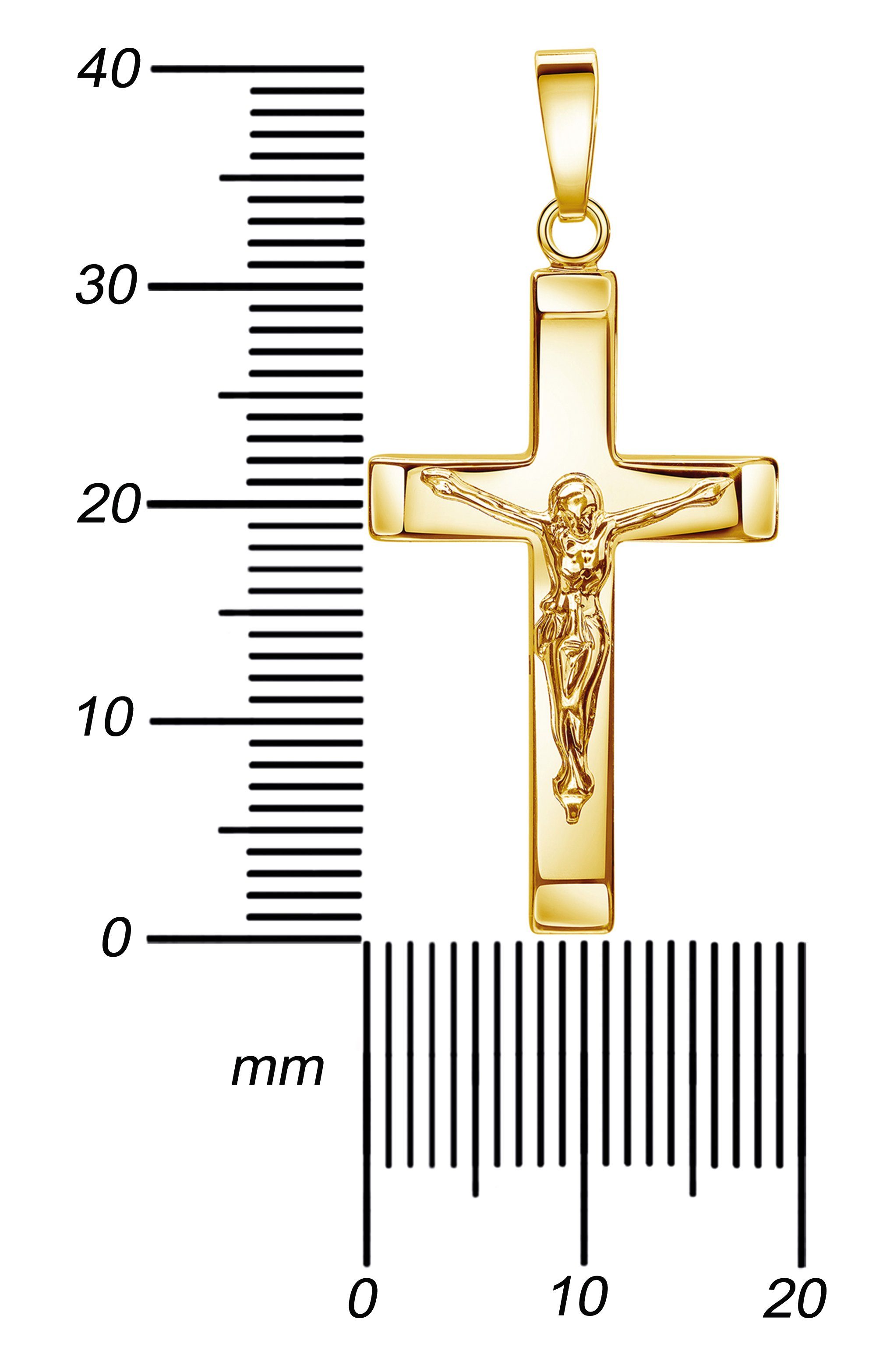 JEVELION Kreuzkette Anhänger vergoldet- Kruzifix Gold und (Goldanhänger, 36 Damen Länge Herren), 585 Mit für cm. wählbar 70 Kette 