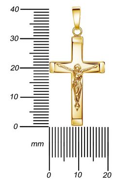 JEVELION Kreuzkette Kruzifix Kreuz Anhänger 333 Gold (Goldanhänger, für Damen und Herren), Mit Kette vergoldet- Länge wählbar 36 - 70 cm.