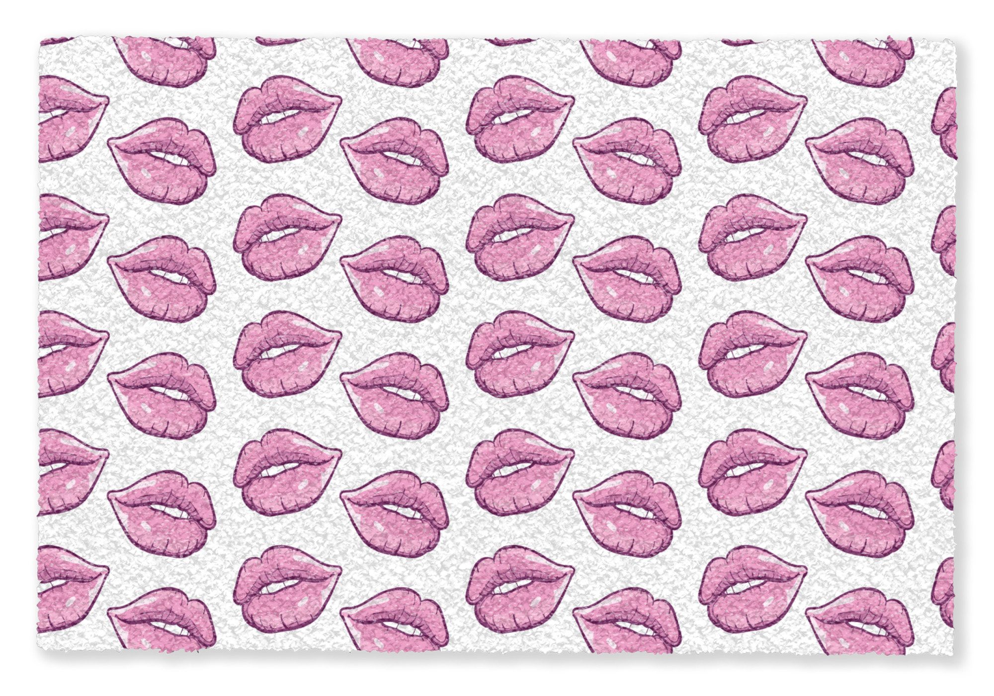 MuchoWow Fußmatte Lippen - Muster - Rosa - Weiß, Rechteckig, innen Schmutzfangmatte, Tür, Schmutzfänger Flur, Teppich 60x40 cm