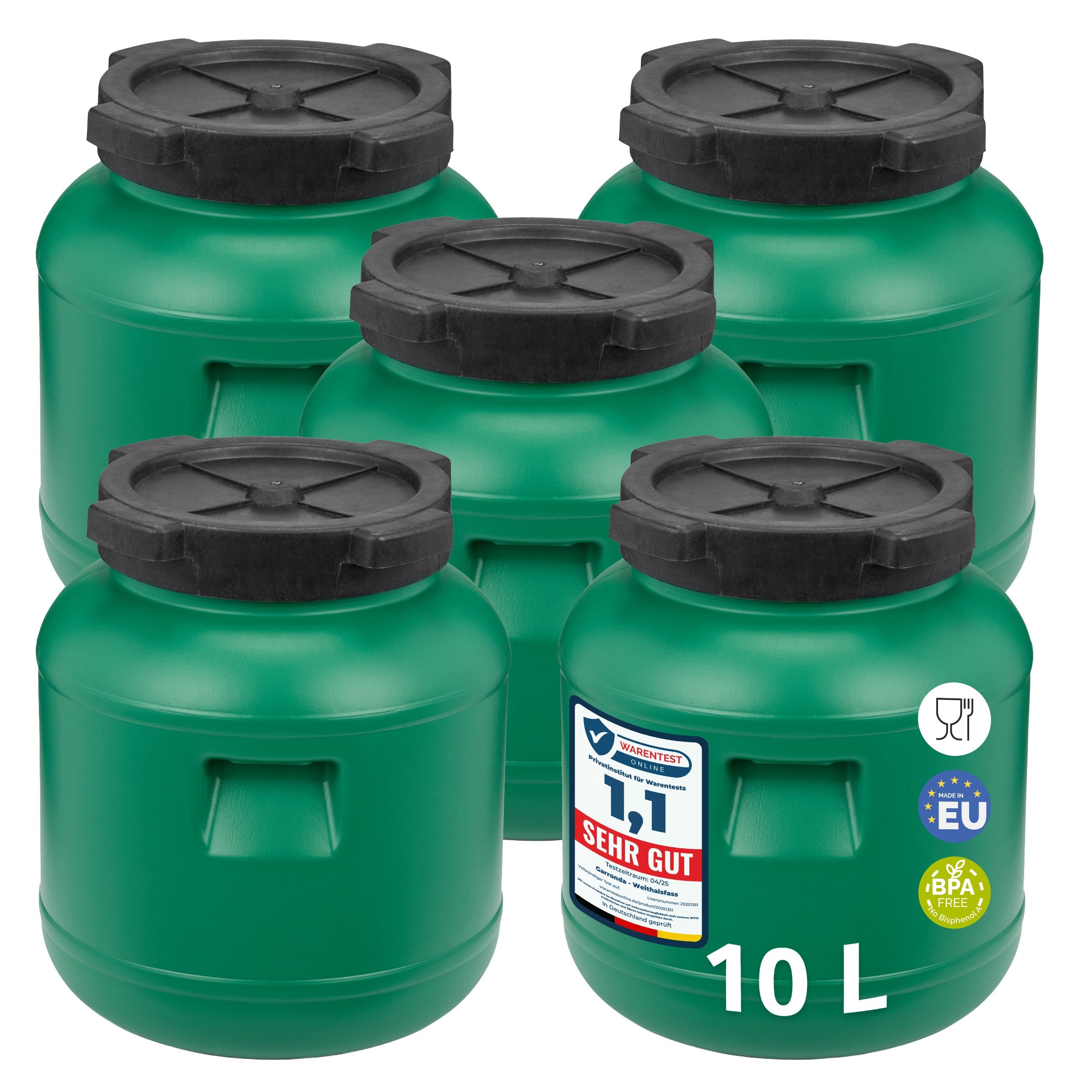 Regentonne Set 10 Liter Futtertonne BPA-frei Universalfass mit Deckel GD-0120