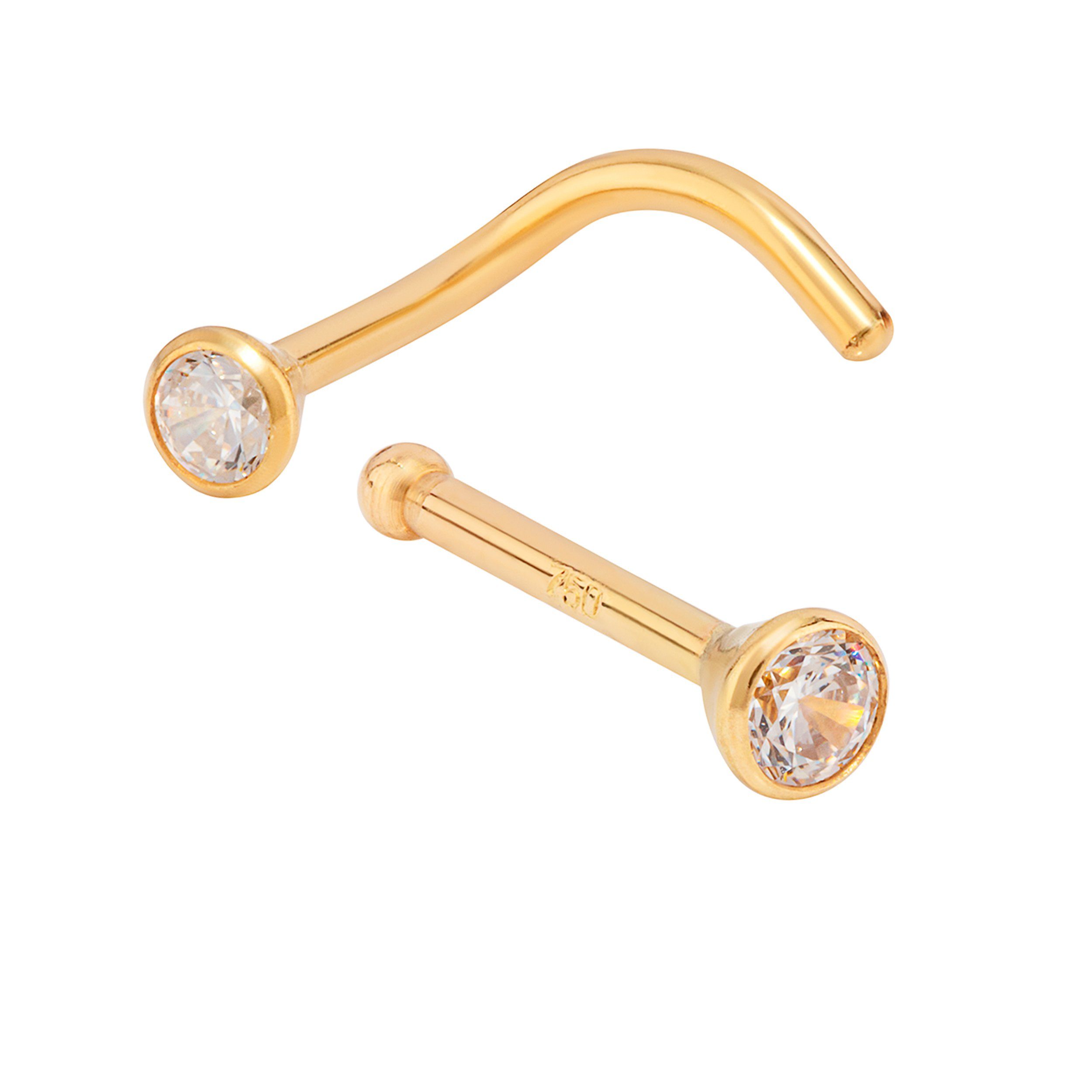 NKlaus Nasenpiercing Nasenpiercing 750 Gelb Gold 18 Karat Piercing Nase (1 günstig online kaufen
