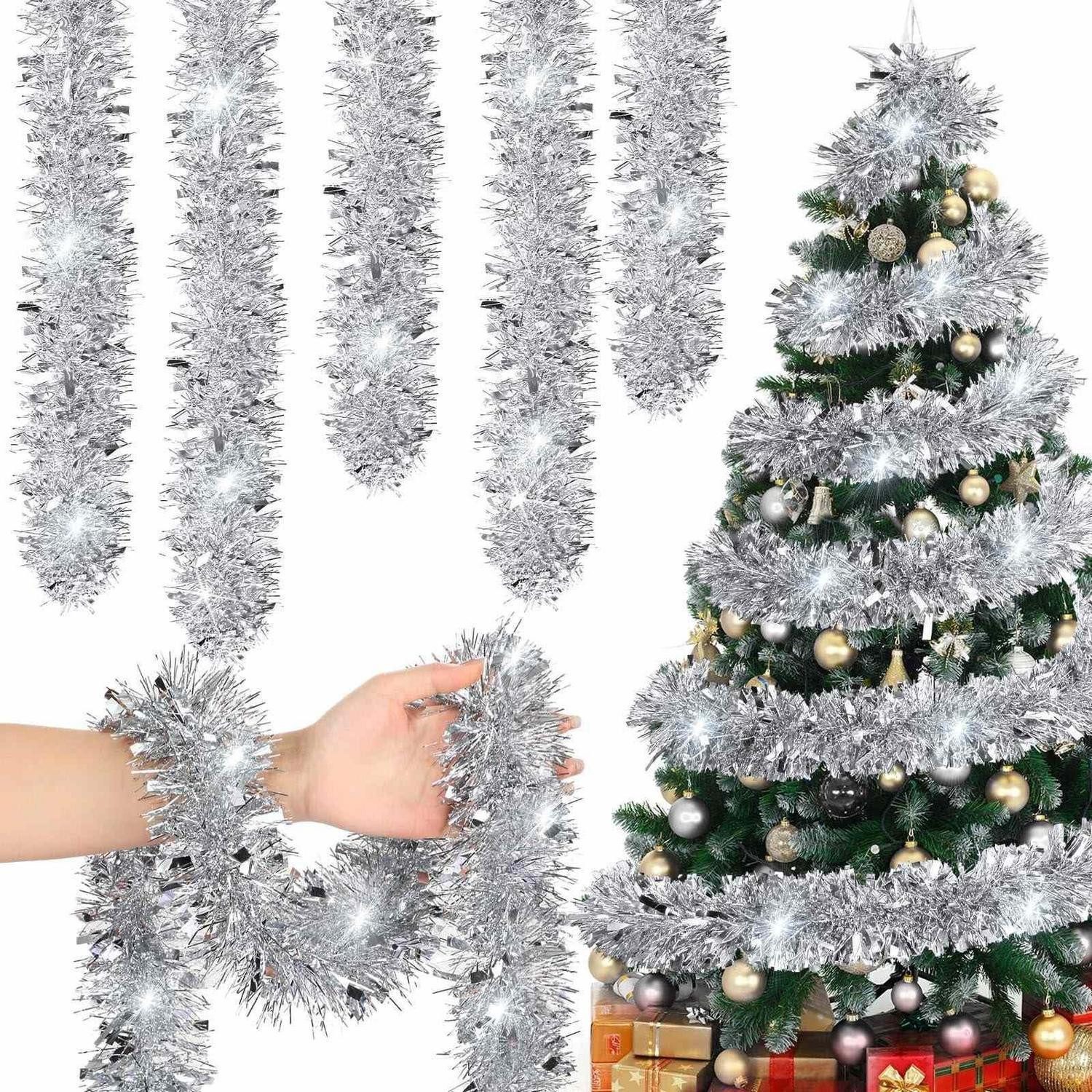 LuxusKollektion Girlanden Weihnachtsbaum Lametta Girlande Silber 5x2M
