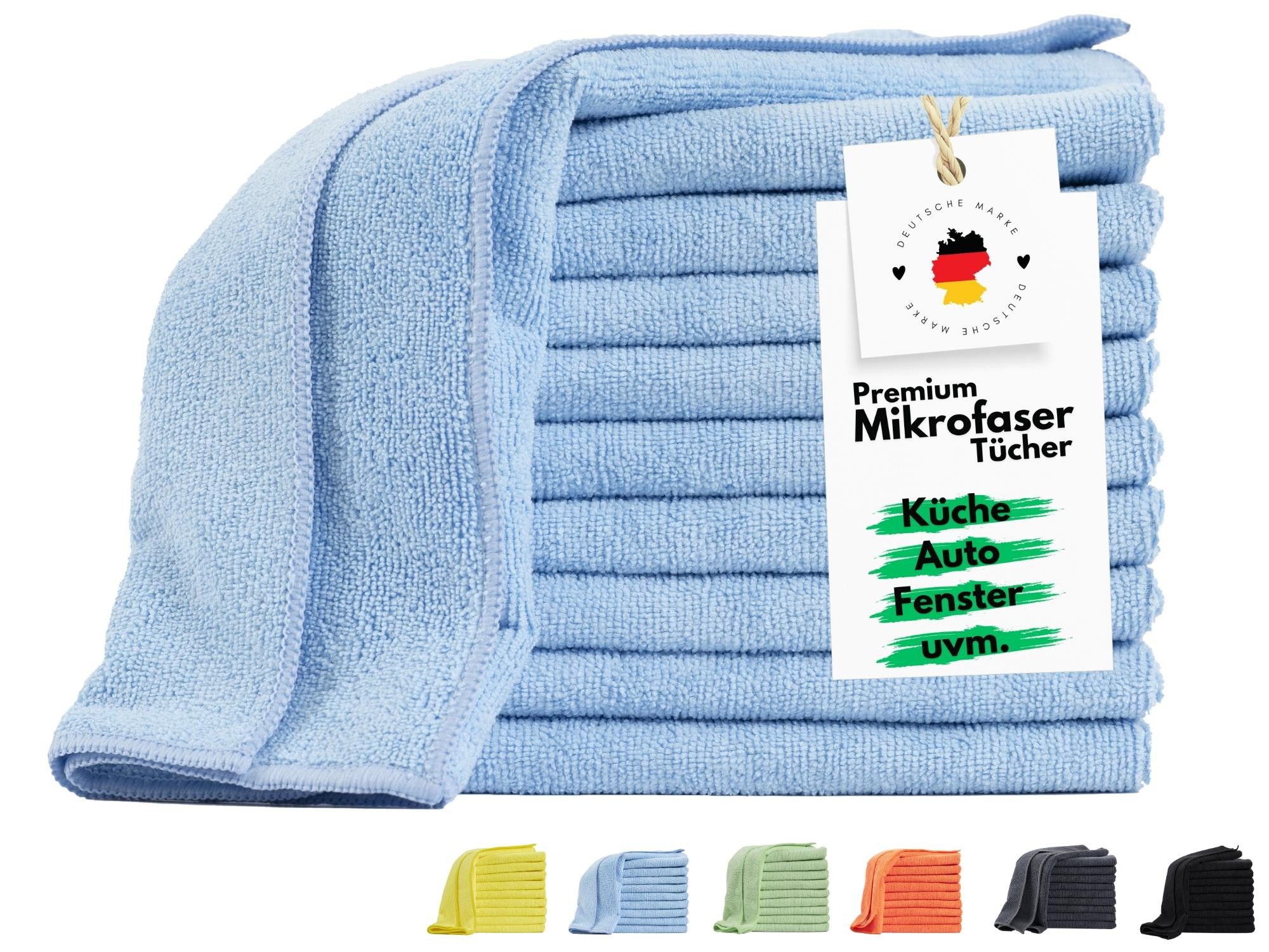 Carpe Sonno Fusselfrei Putztücher Fenstertücher Reinigungstücher Салфетки и губки Küche Auto Mikrofasertuch (Mikrofaser, 40x40 cm, Spar-Set, 10-tlg., 10 Полотенца из микрофибры, Microfasertücher für streifenfreie Reinigung & Politur Putzlappen Blau)