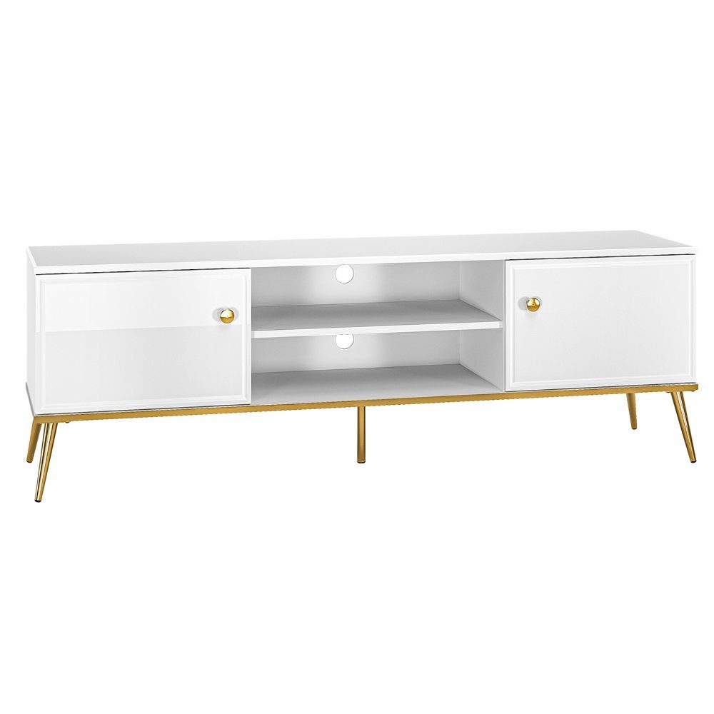 Lomadox Lowboard GUBIN-131, weiß Hochglanz, goldfarbene günstig online kaufen