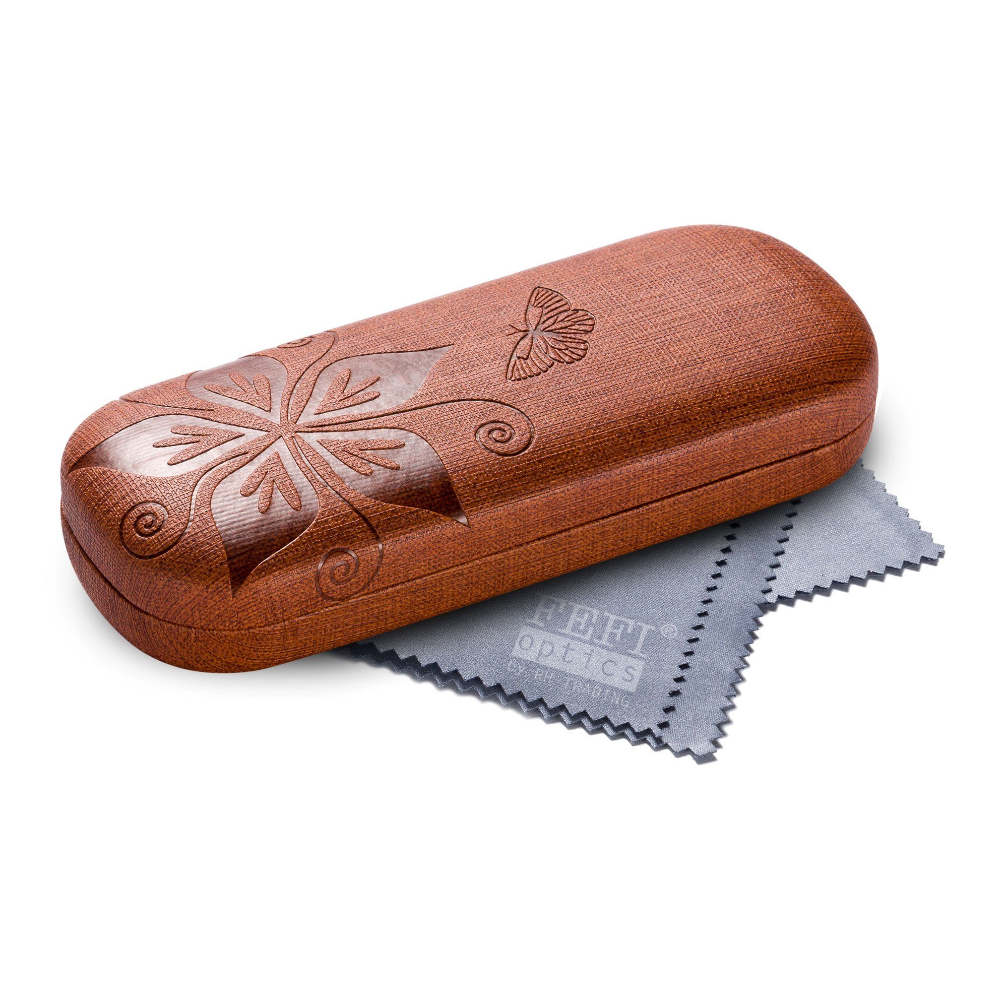 FEFI Brillenetui NATURE in geprägtem Blumen-Design (Hardcase), inklusive Mikrofasertuch
