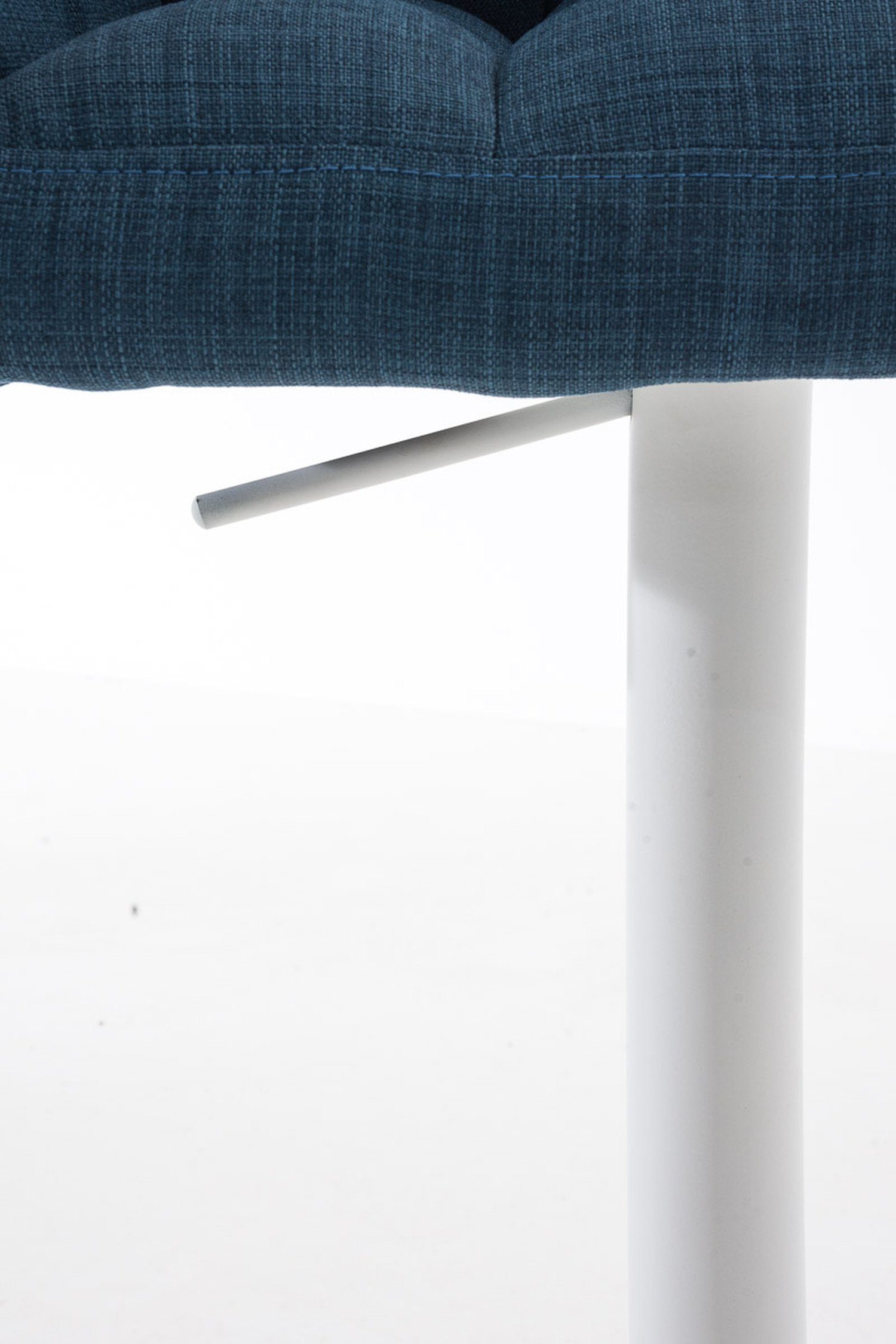 (mit Theke Damaso Gestell weiß & - - und TPFLiving - Hocker Stoff Fußstütze drehbar Rückenlehne Metall Blau 360° Küche), Sitzfläche: Barhocker für