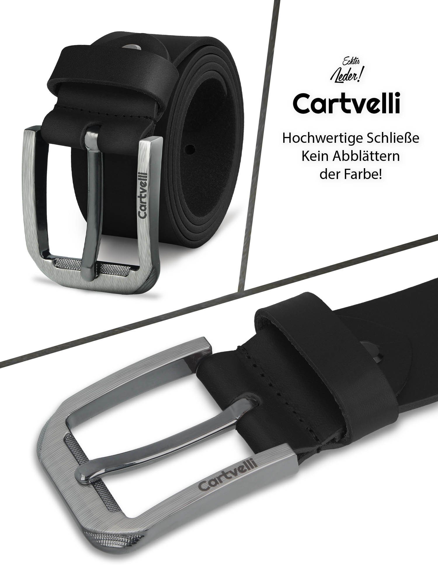 Cartvelli Ledergürtel Premium Ledergürtel 40mm Herren Made in Germany inkl. Geschenkbox Vollleder, robust, reißfest, langlebig, nickelfrei – Bild 4 von 5