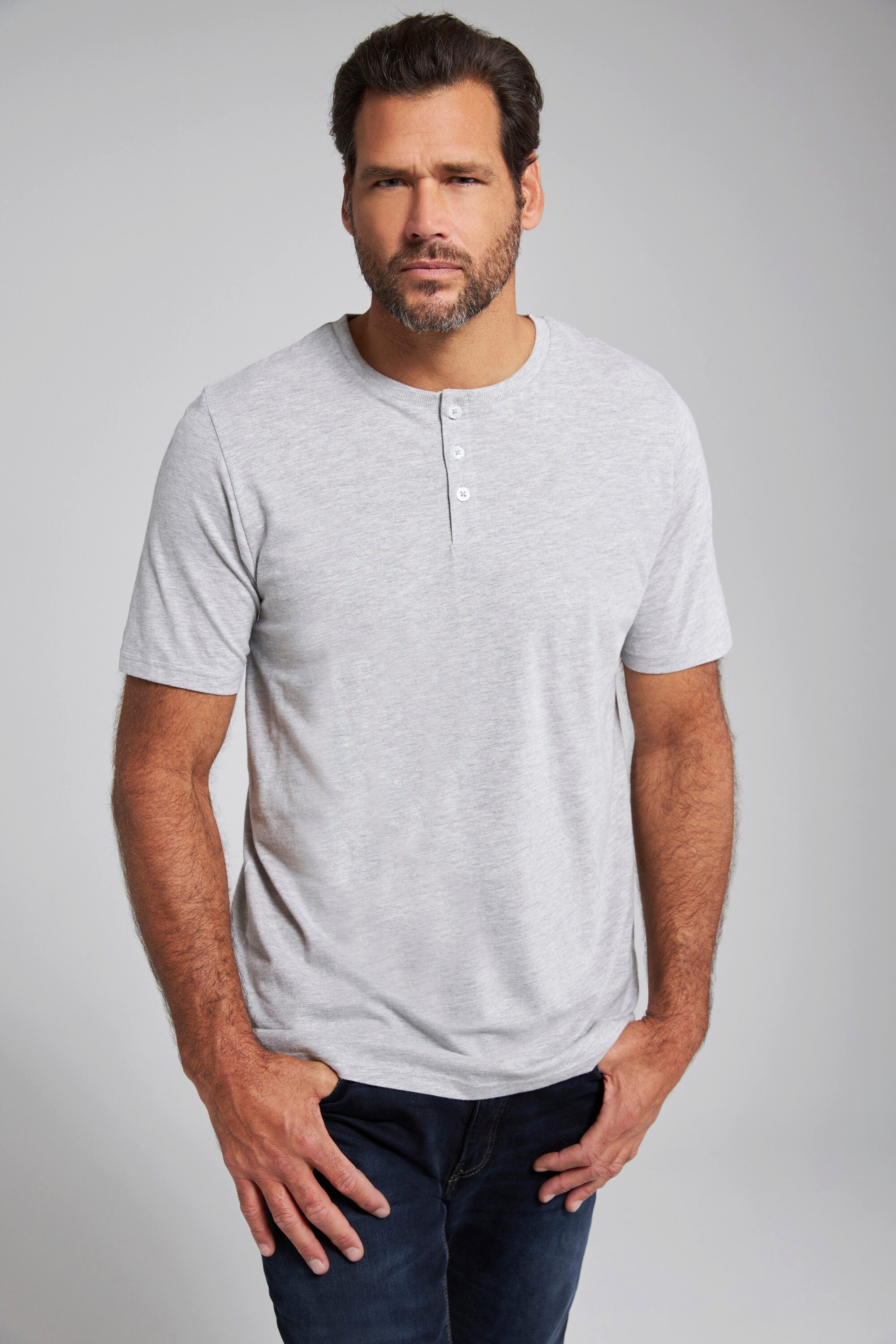 JP1880 T-Shirt JP1880 Henley Basic Knopfleiste Halbarm bis 7 XL günstig online kaufen