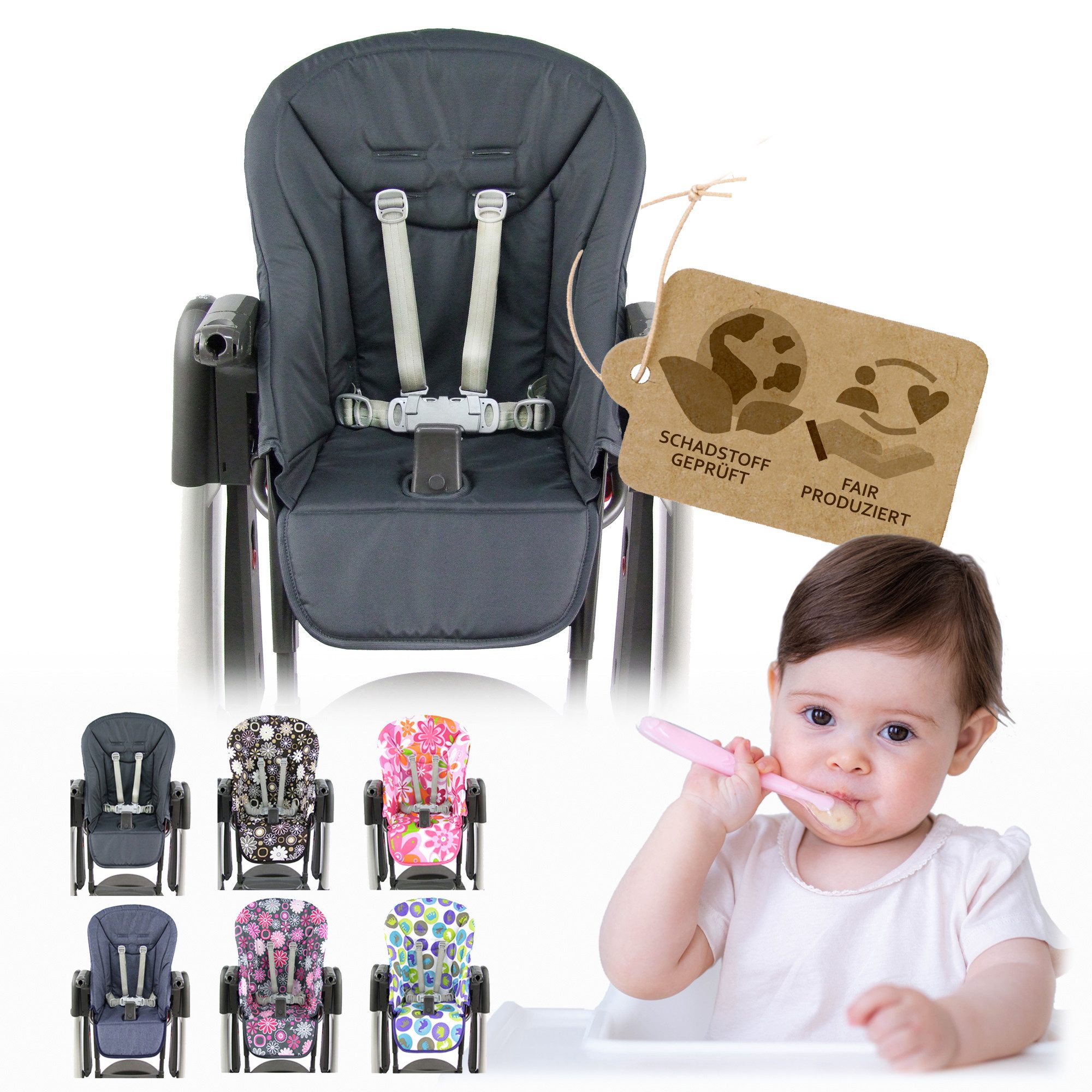 BambiniWelt by Rafael K. Hochstuhlauflage Ersatzbezug Sitzkissen kompatibel mit PEG PEREGO Tatamia + New Born
