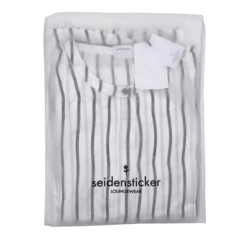 seidensticker Pyjama Set mit (Oberteil 12.521600 schwarzen Weiss + Hose) Streifen