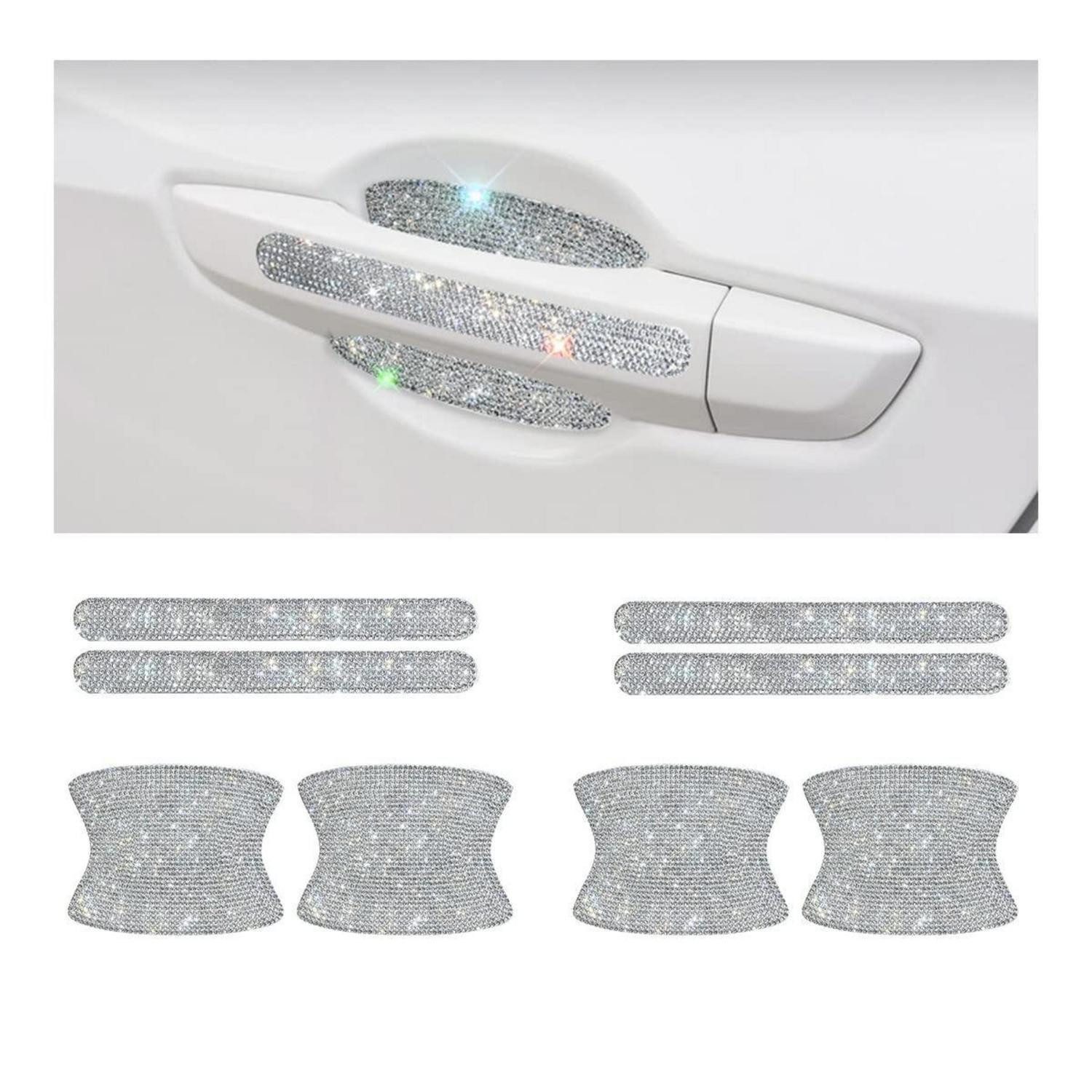 LuxusKollektion Lackschutzfolie Türgriff Schutzfolie Kratzschutz Aufkleber Strass Bling Weiß