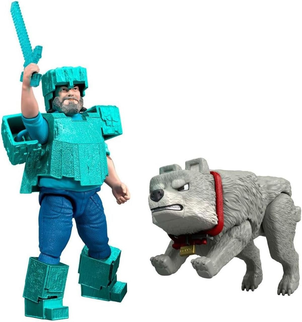 Mattel® Sammelfigur Minecraft JFR71 Movie Core Scale Steve + Wolf Actionfiguren Set=2 St. – Bild 2 von 5
