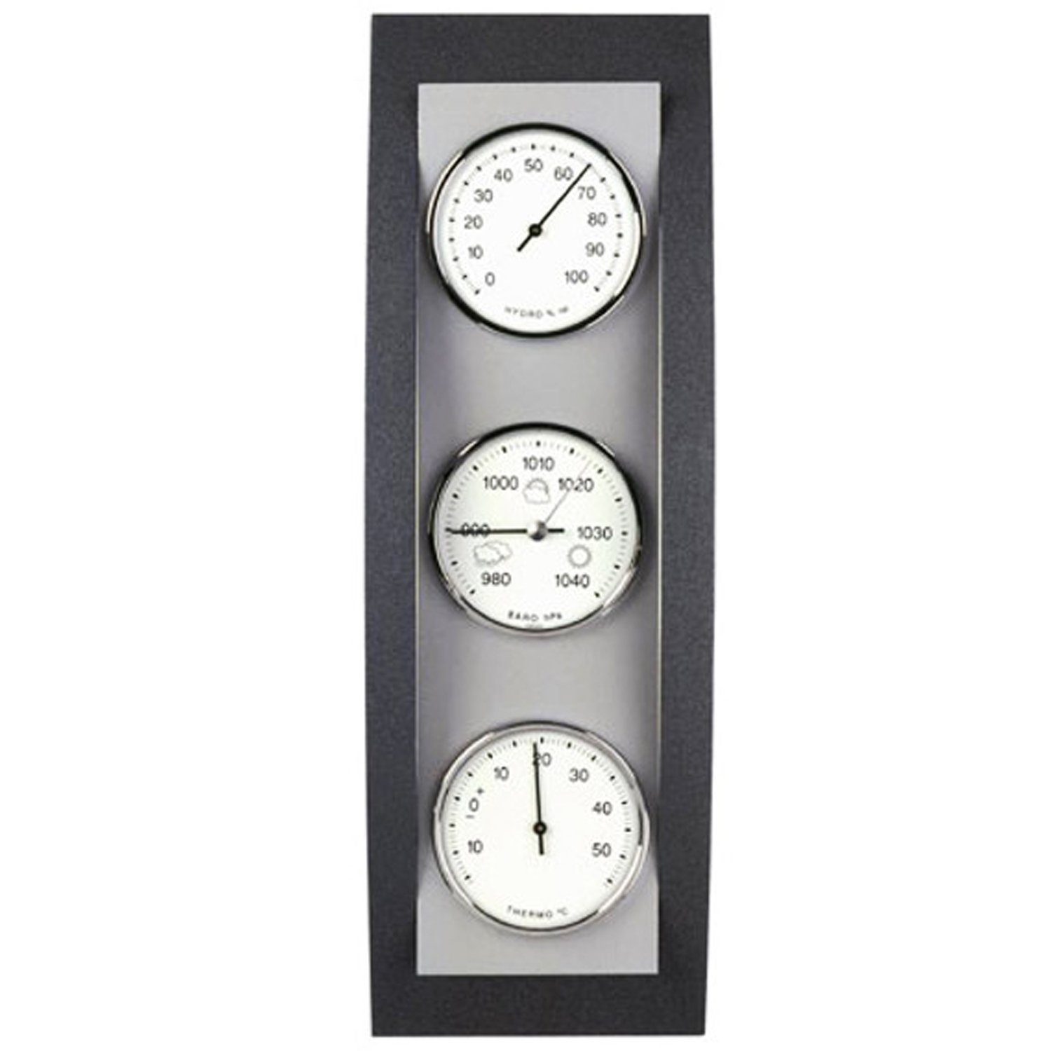 Thermometer mit analogem Dostmann Buche-anthrazit-Aluminium Wetterstation TFA TFA 20.1082 Hygrometer Barometer