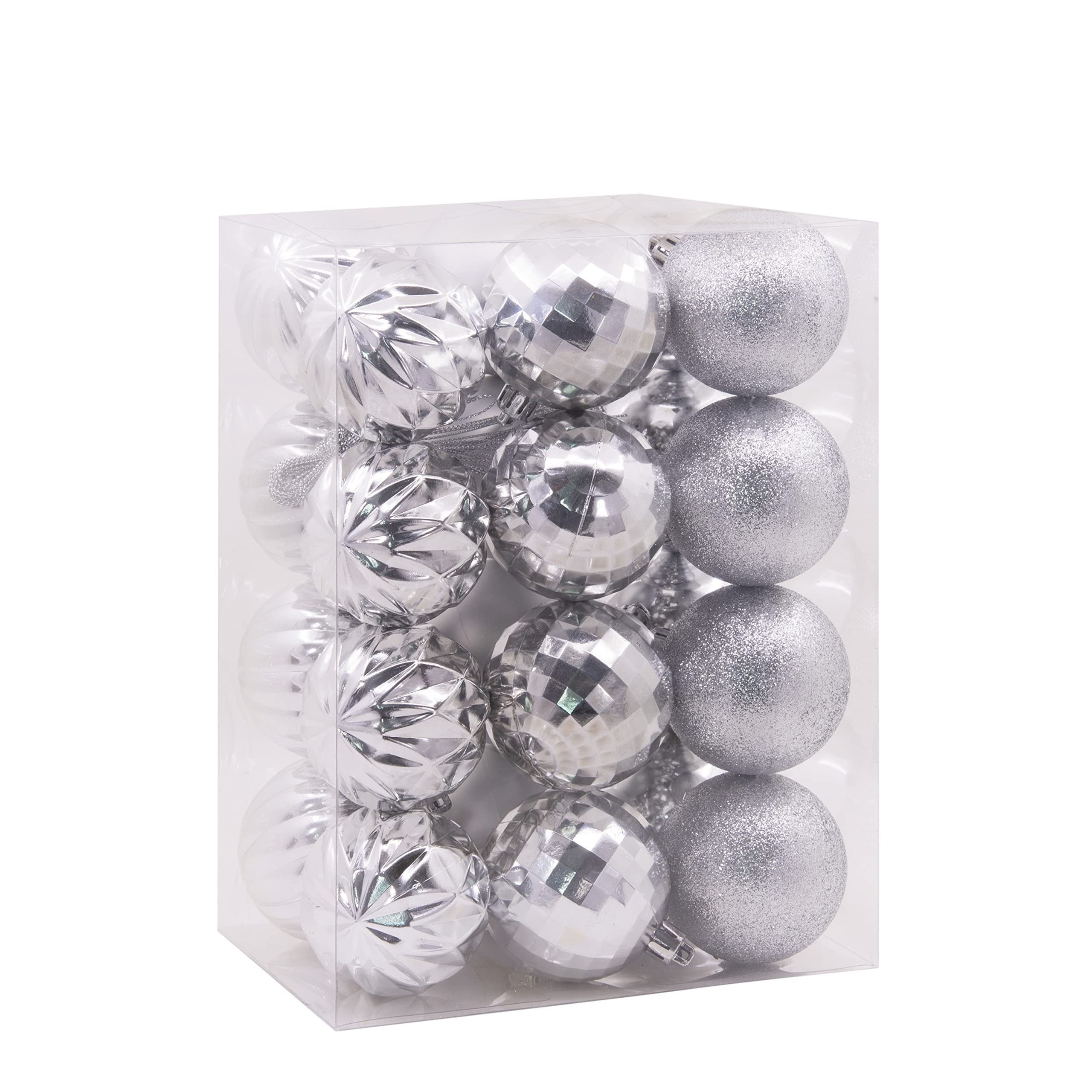 Coonoor Weihnachtsbaumkugel 24er Set Weihnachtskugeln,Christbaumschmuck Set mit Aufhängen, Christbaumkugeln Bunt, Mehrweg Weihnachtsdeko