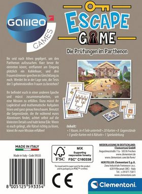 Clementoni® Spiel, Detektivspiel Galileo, Escape Game Die Prüfungen im Parthenon, Made in Europe; FSC® - schützt Wald - weltweit