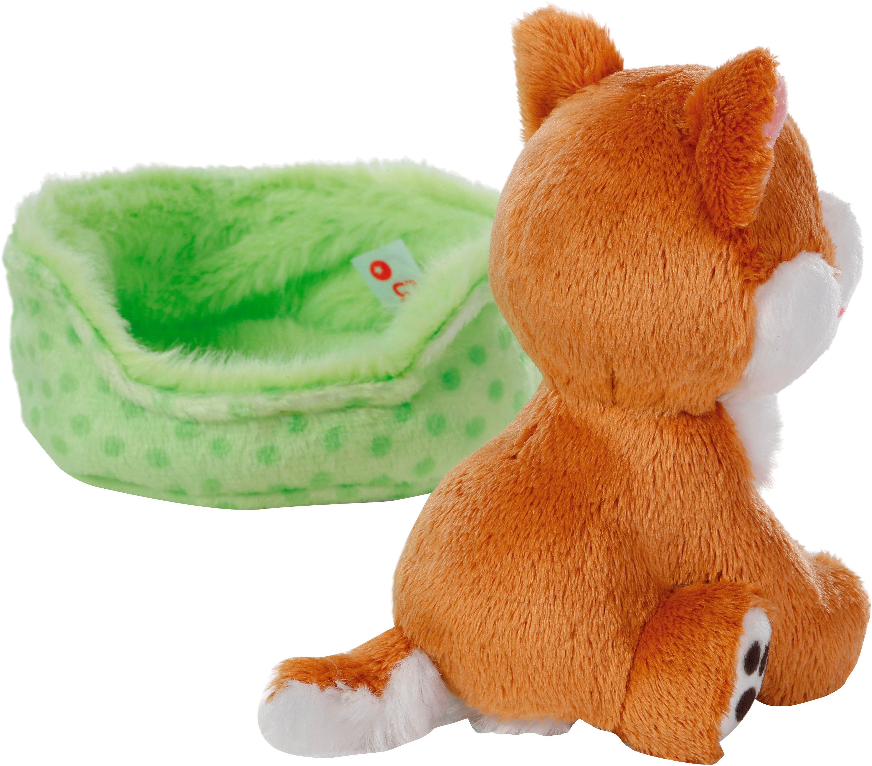Nici Kuscheltier Little Paws, Hund Shiba Inu, 12 cm, im Körbchen grün
