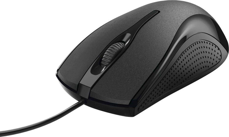 Hama Computermaus mit Kabel für Rechtshänder und Linkshänder, PC Maus Maus (kabelgebunden, Farbe Schwarz, 3 Tasten, Optische Office Maus)