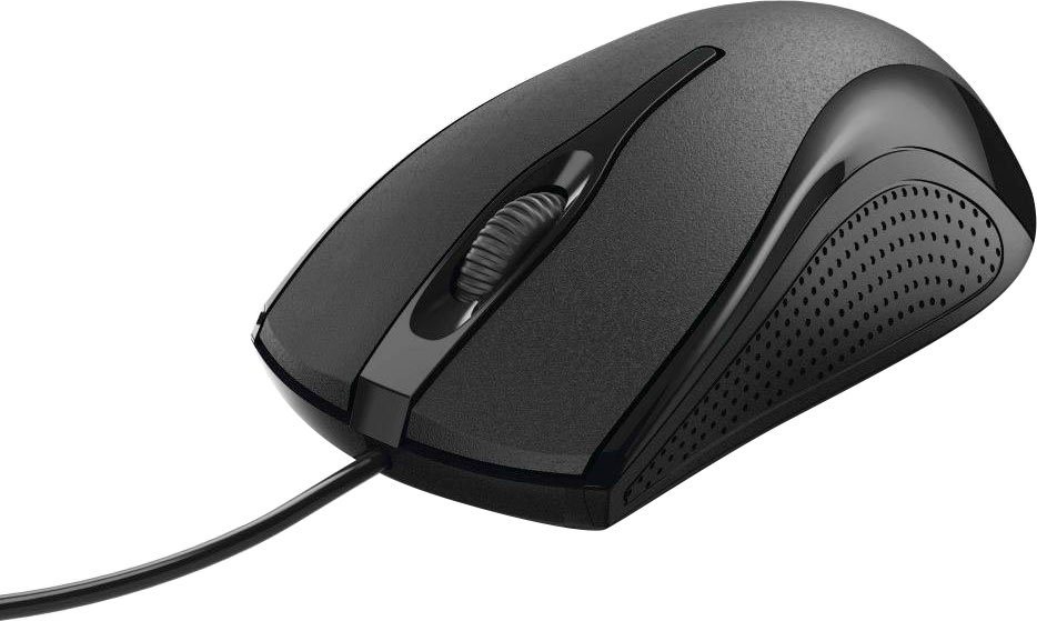 Hama Computermaus mit Kabel für Rechtshänder und Linkshänder, PC Maus Maus ( kabelgebunden, Farbe Schwarz, 3 Tasten, Optische Office Maus), Symmetrisch  gebaute PC Maus für die Verwendung von Links- und Rechtshänder