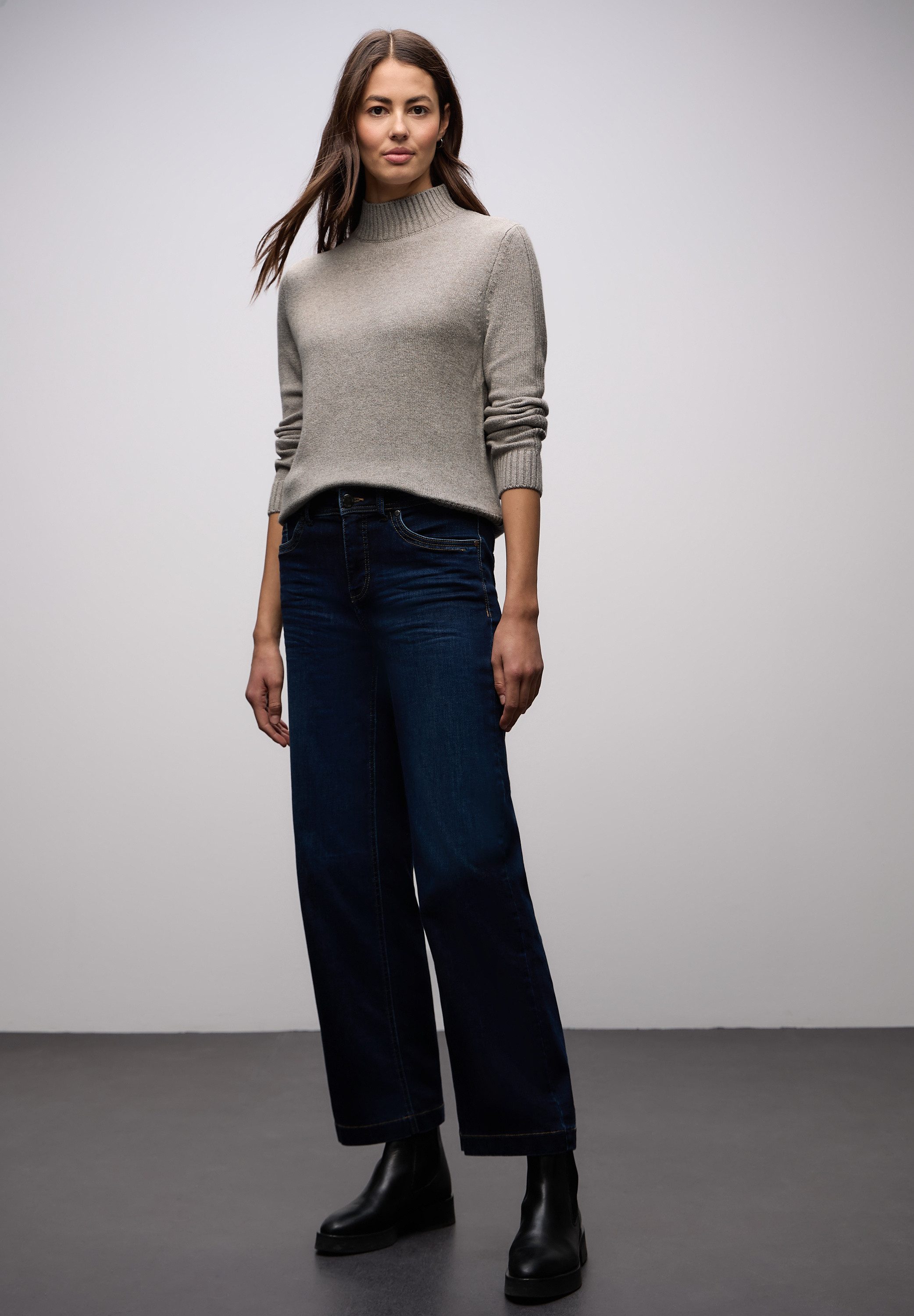 STREET ONE Strickpullover mit Rippstrick