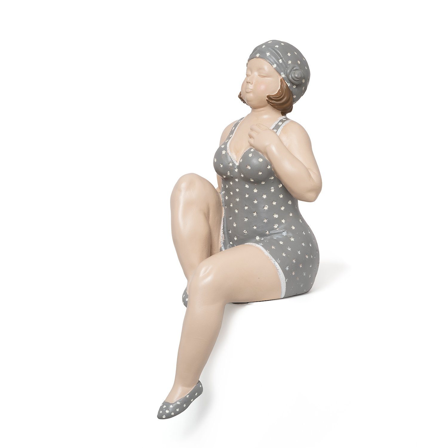 Moritz Dekofigur Dekofigur mollige Badenixe als Kantensitzer, Polyresin Figuren Deko Geschenk Geometrische TierFigur Modern Skulptur