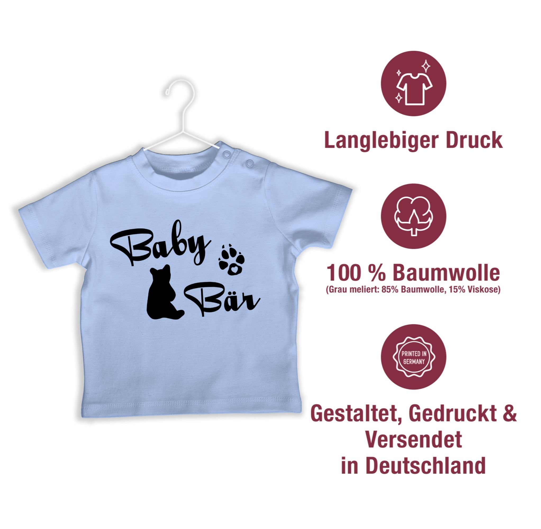 Shirtracer T-Shirt Baby Bär Lettering Strampler 3 Baby & Junge Mädchen Babyblau