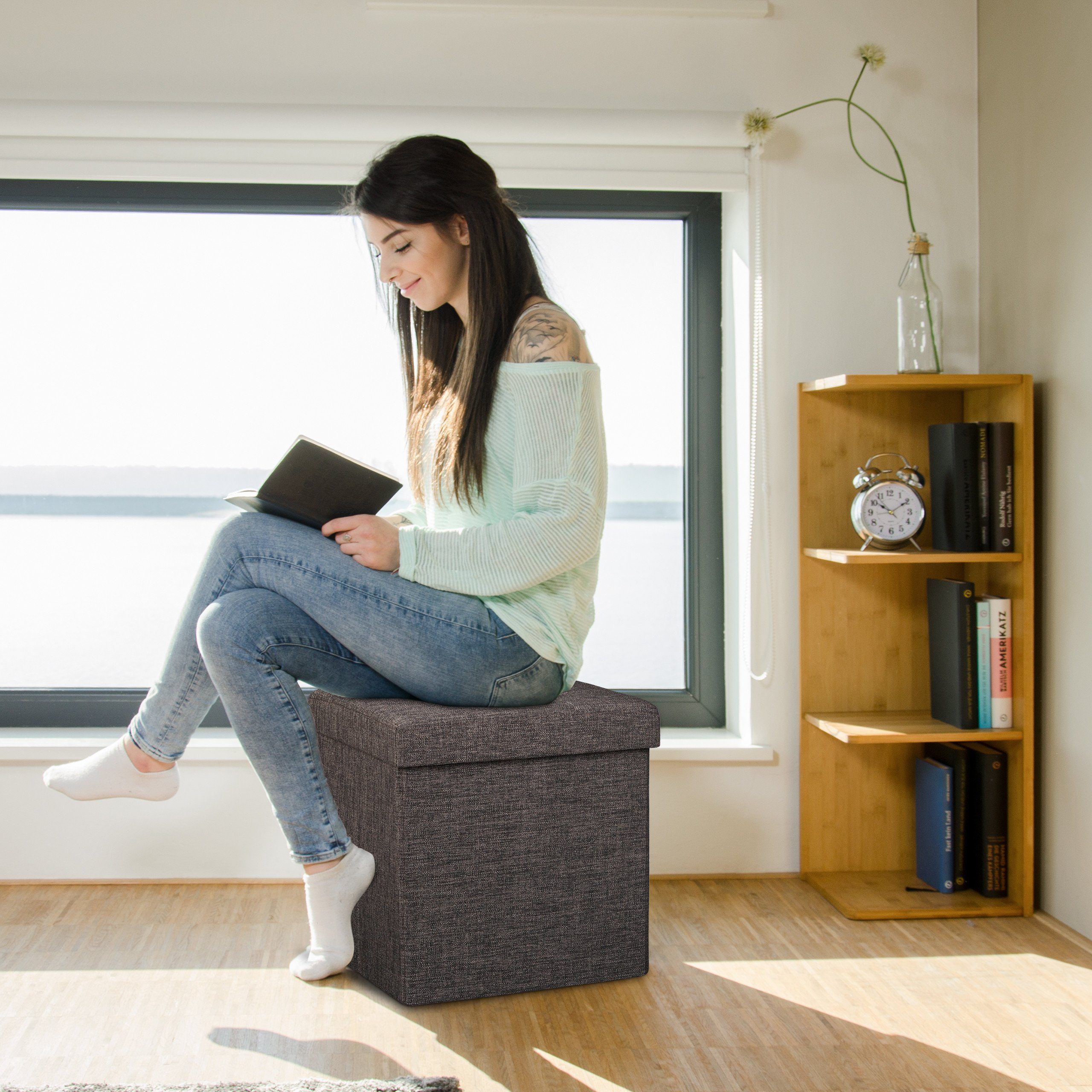 relaxdays Stauraumhocker Faltbarer Sitzhocker mit Stauraum günstig online kaufen