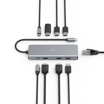 Hama USB-Hub (Dockingstation mit 9 Ports, USB-C, HDMI™, USB-A, LAN, 4K) USB-Adapter USB-C, 15 cm