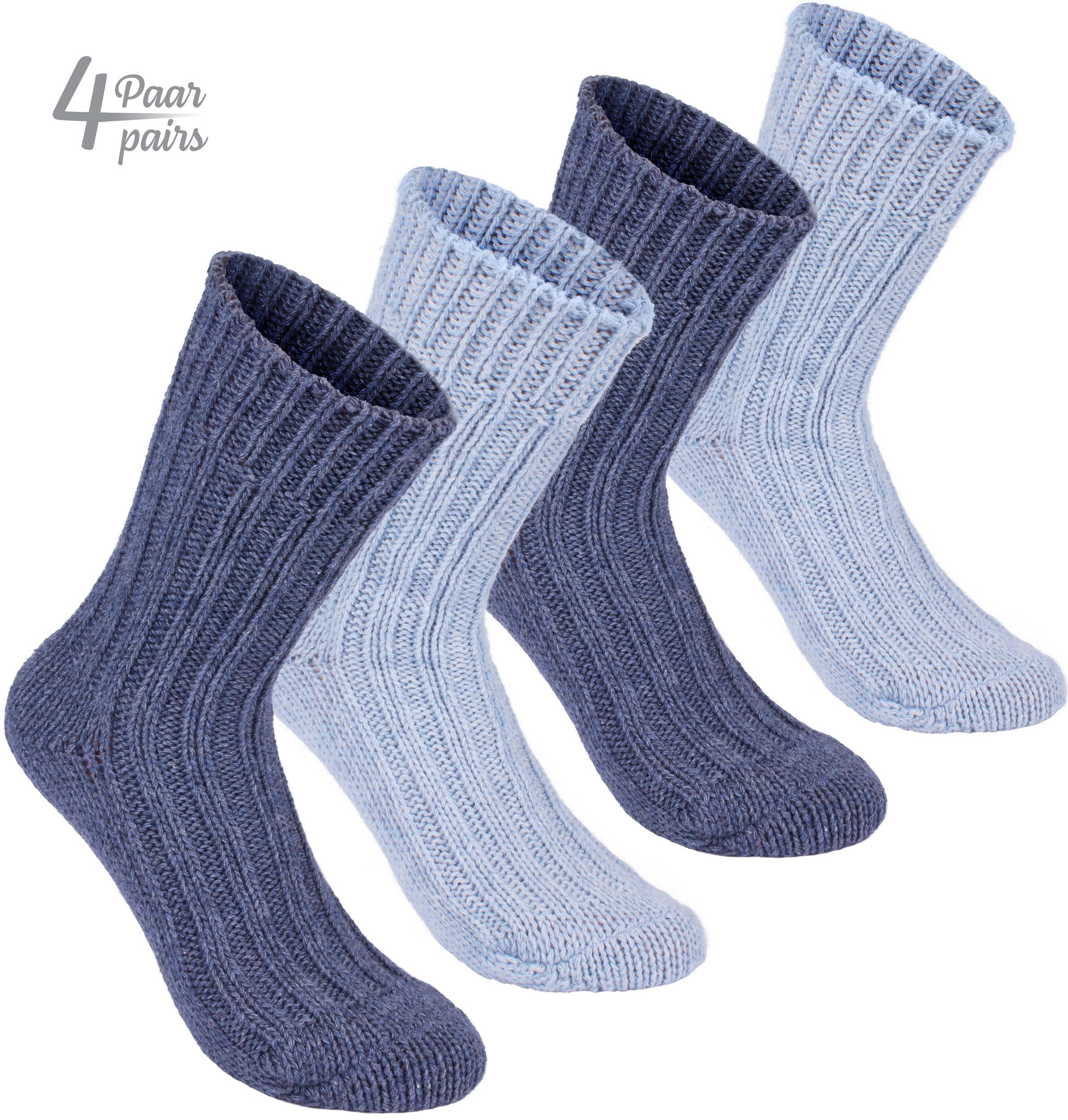 BRUBAKER Kuschelsocken warme dicke Alpaka Socken (Set, 4-Paar, mit Alpakawolle) Wintersocken für Damen und Herren