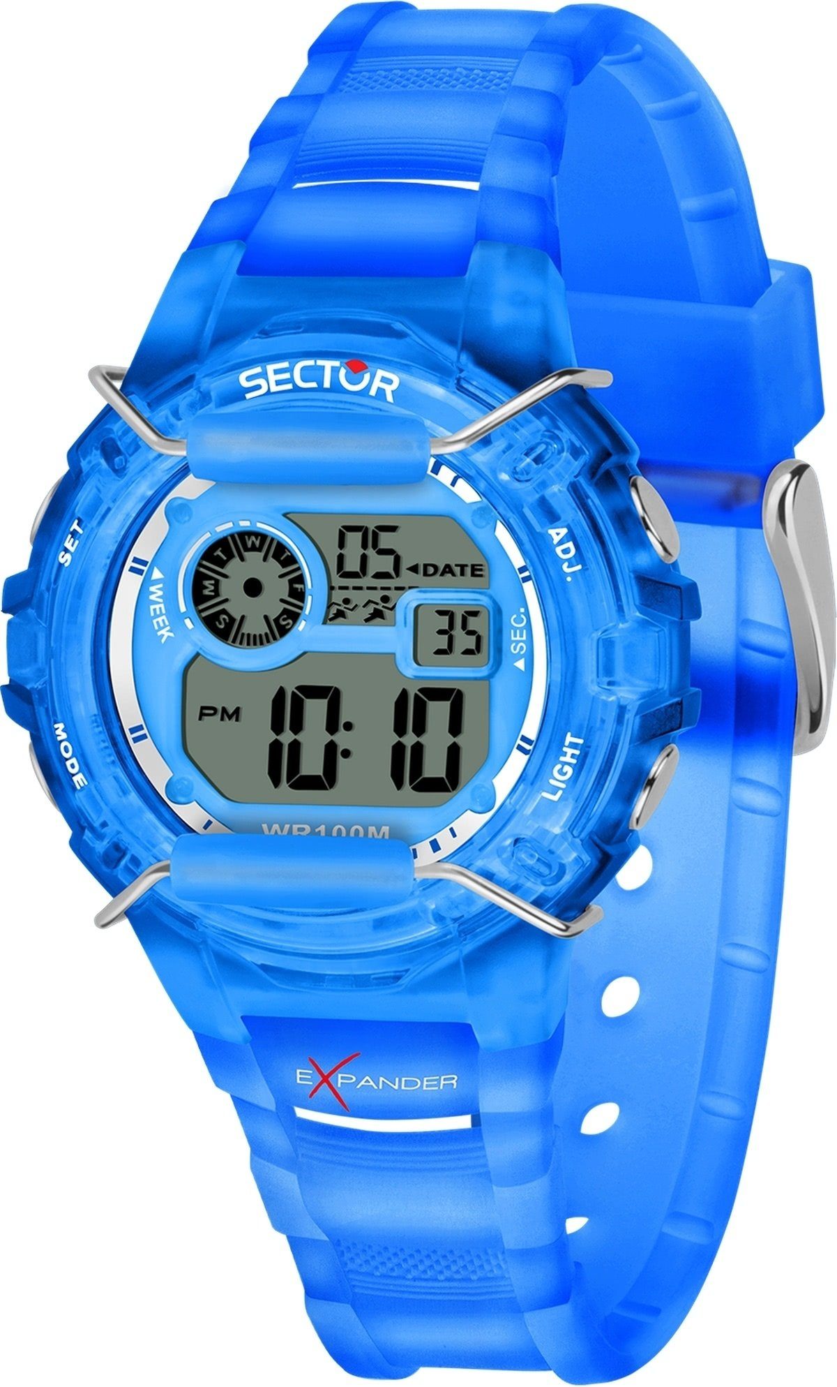Sector Digitaluhr Sector Herren Armbanduhr Digital, (Digitaluhr), Herren Armbanduhr eckig, groß (ca. 50,8x43mm) PURarmband blau, Casual