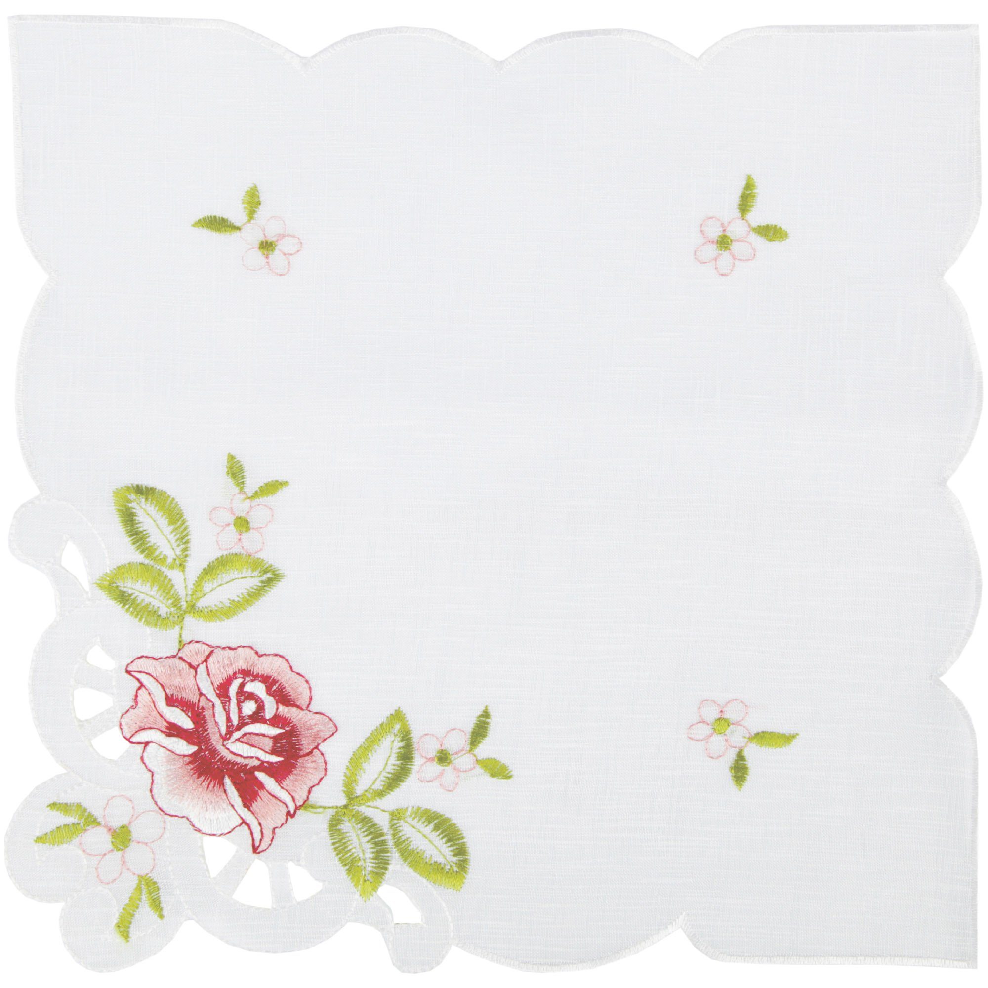Arsvita Tischdecke mit Stickerei (1-tlg), dekorative Spitze, Tischdekoration - 30x30cm Platzset Leinenoptik