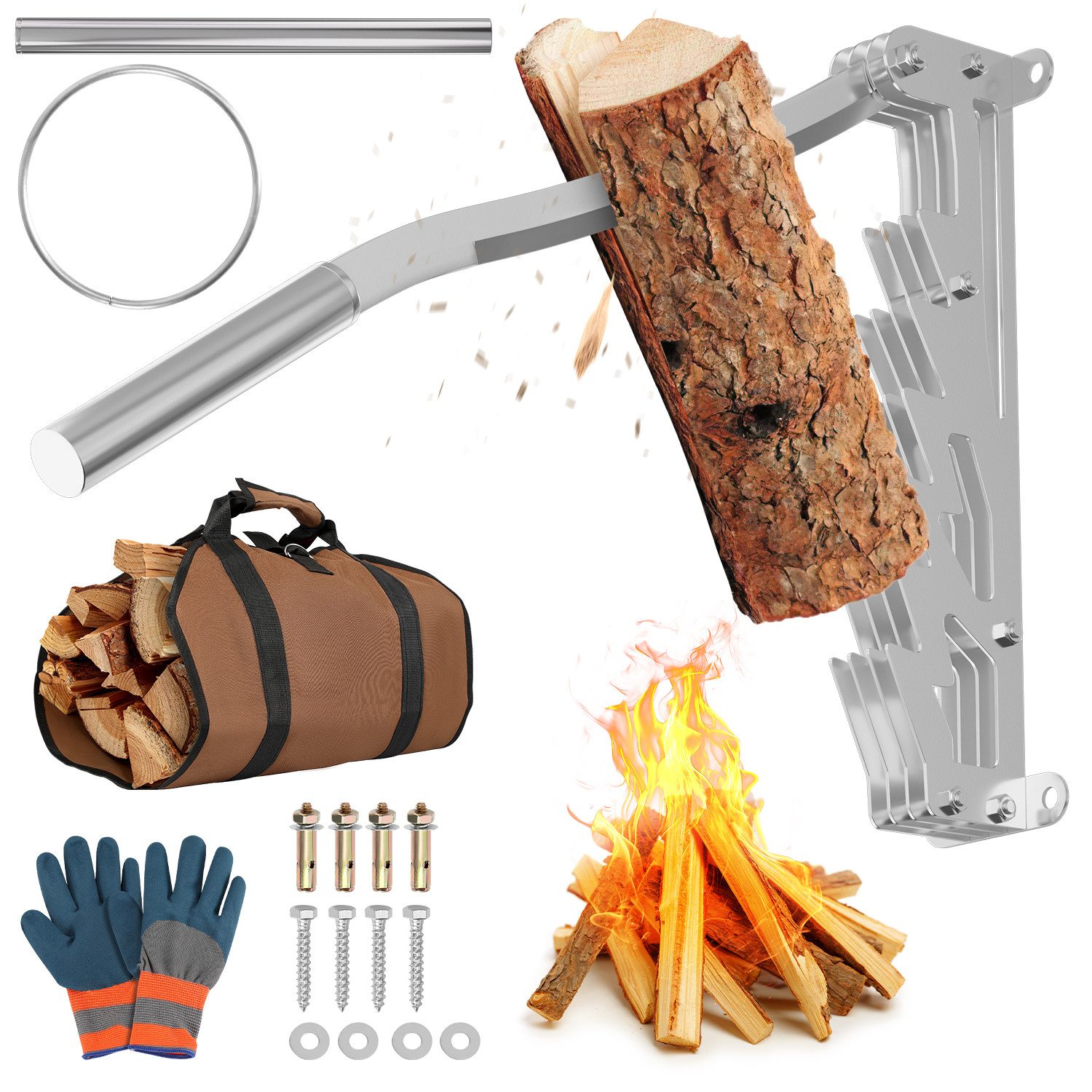 Clanmacy Holzspalter Handholzspalter Hand-Holzspalter, Manueller Holzspalter mit Tasche